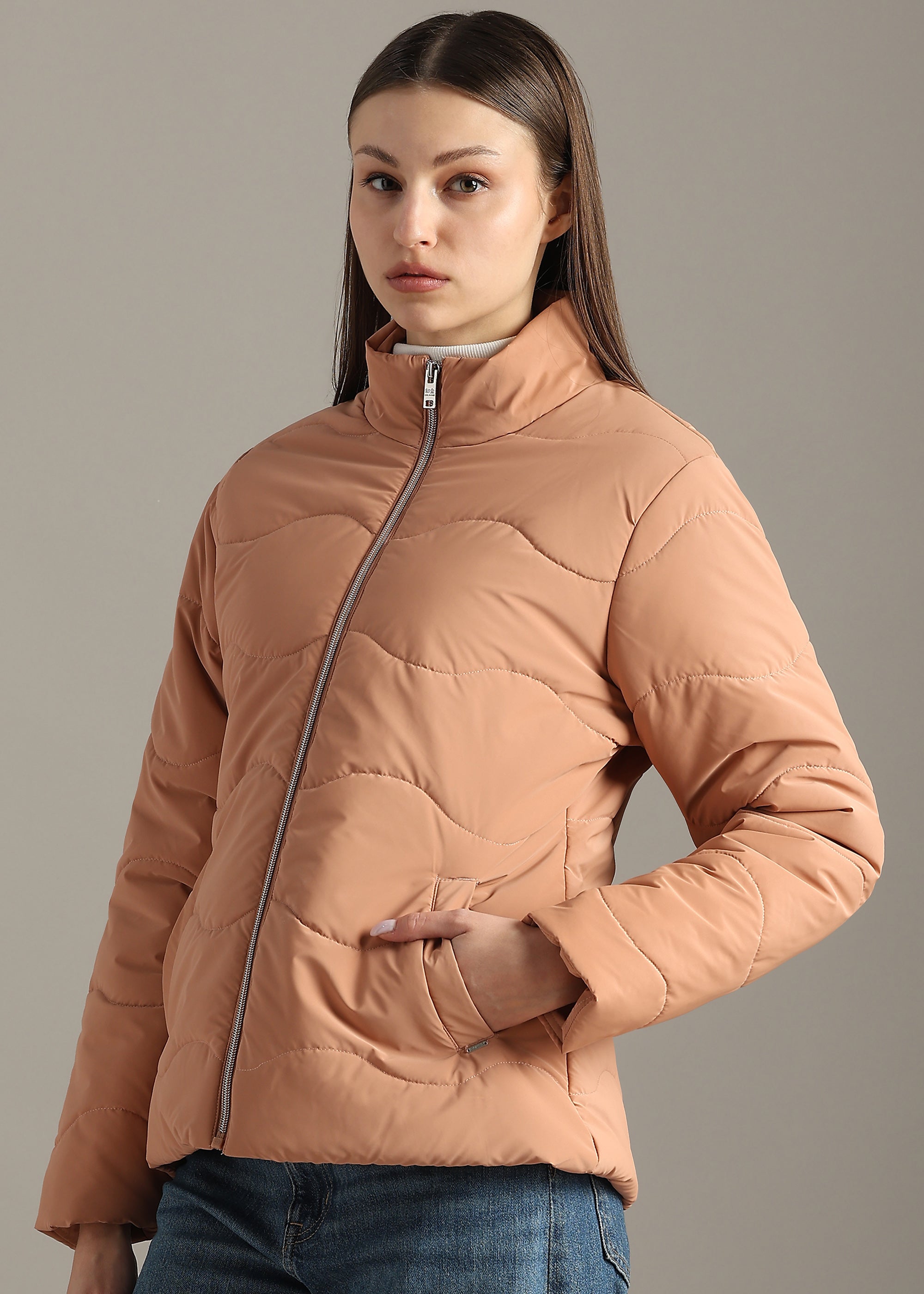PEACH NYLON TRENDING SOFT QUALITY FULL SLEEVE JACKET