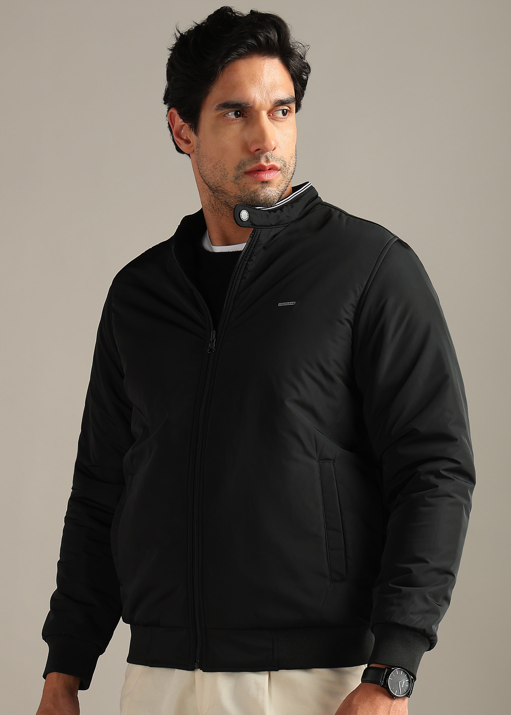 BLACK SOLID REVERSIBLE WITH SWEAT SHIRT INSIDE