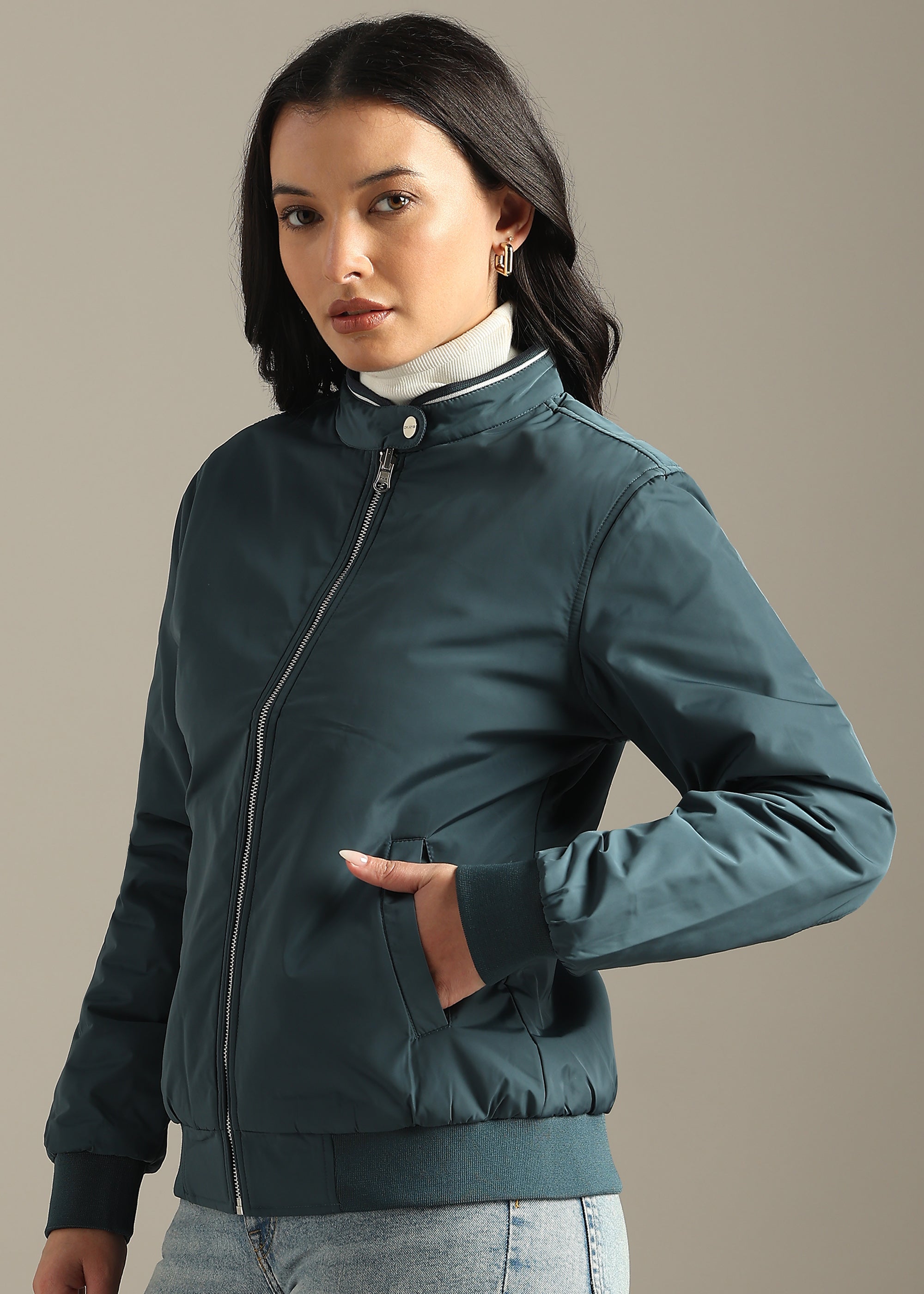 BLUE NYLON PREMIUM REVERSIBLE FULL SLEEVE JACKET