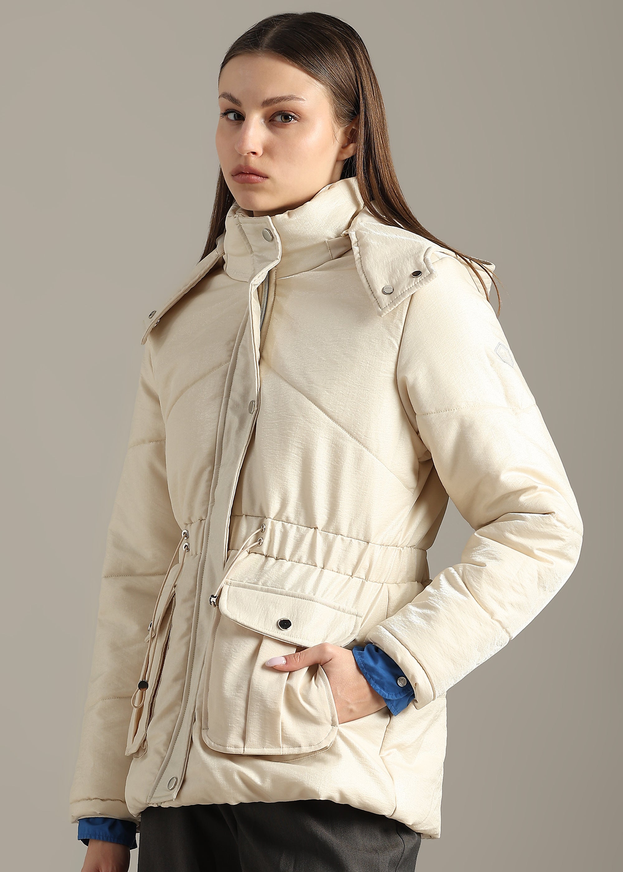 WHITE PREMIUM SATIN CROPPED FULL SLEEVE JACKET