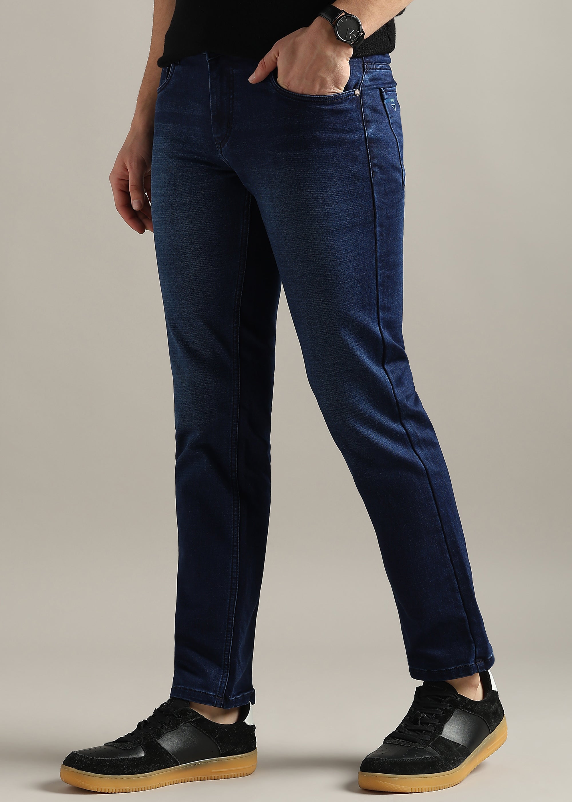 Blue Straight Fit Mid Rise Light Fade Jeans
