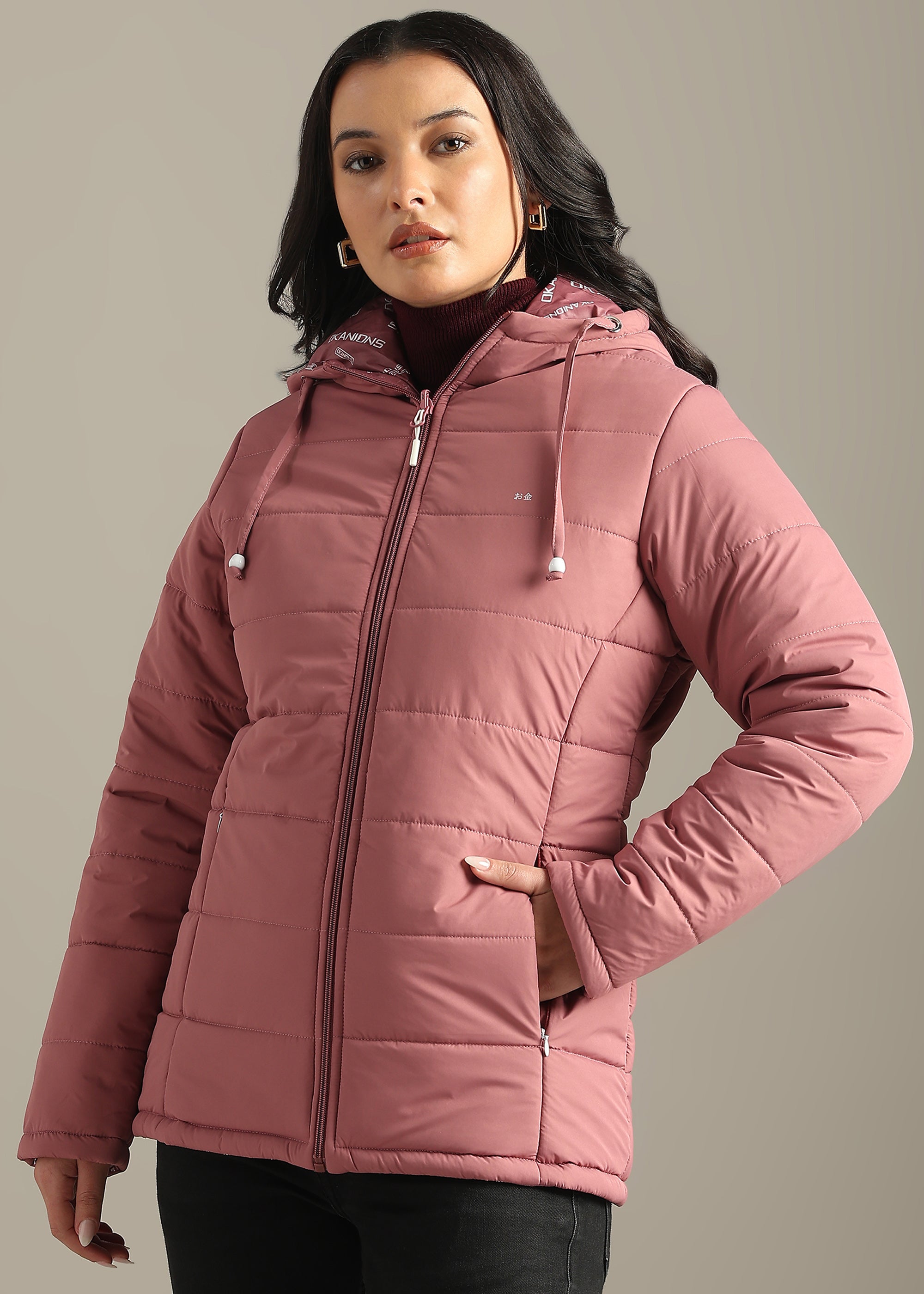 PEACH NYLON REVERSIBLE FULL SLEEVE JACKET