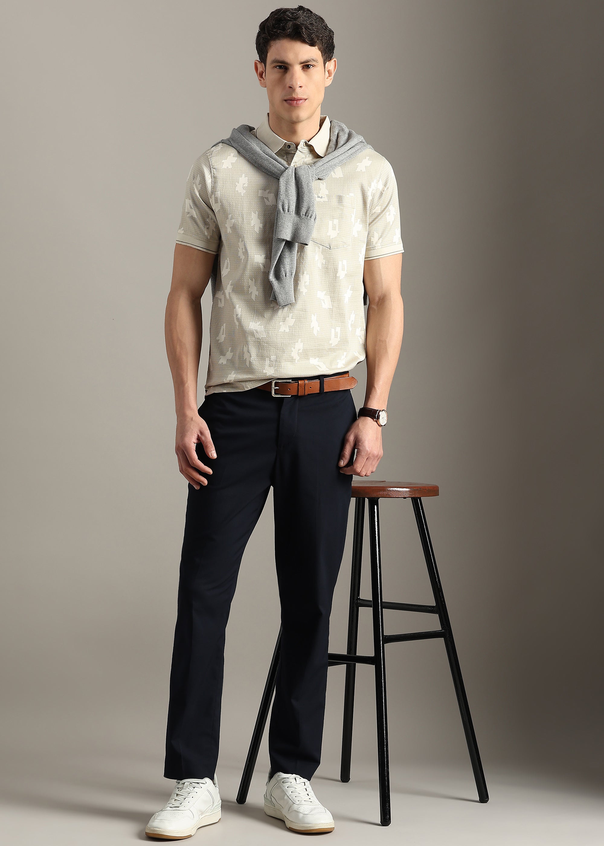 BEIGE PREMIUM COTTON ELASTANE POLO SHIRT