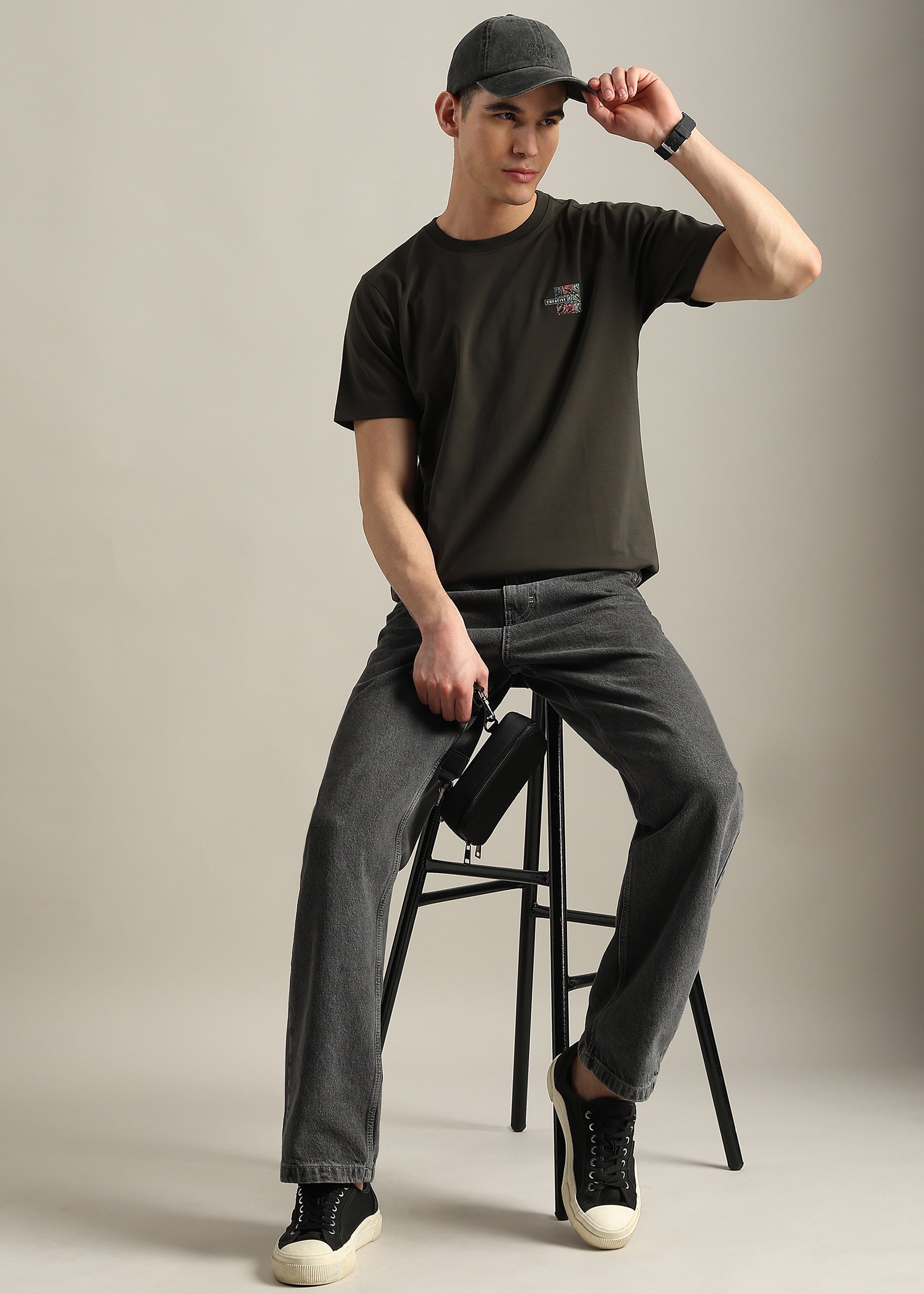 OLIVE COTTON SPANDEX PREMIUM GRAPHIC TEE