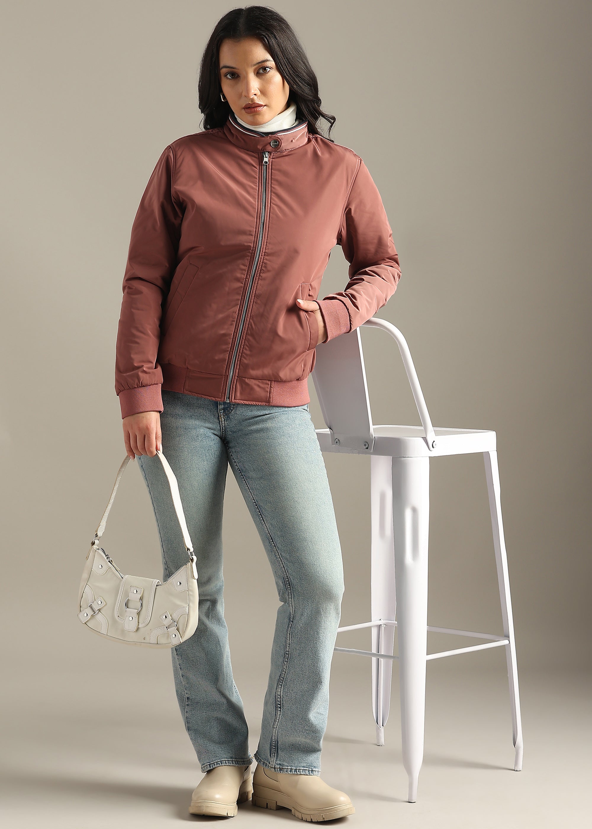 PINK NYLON PREMIUM REVERSIBLE FULL SLEEVE JACKET