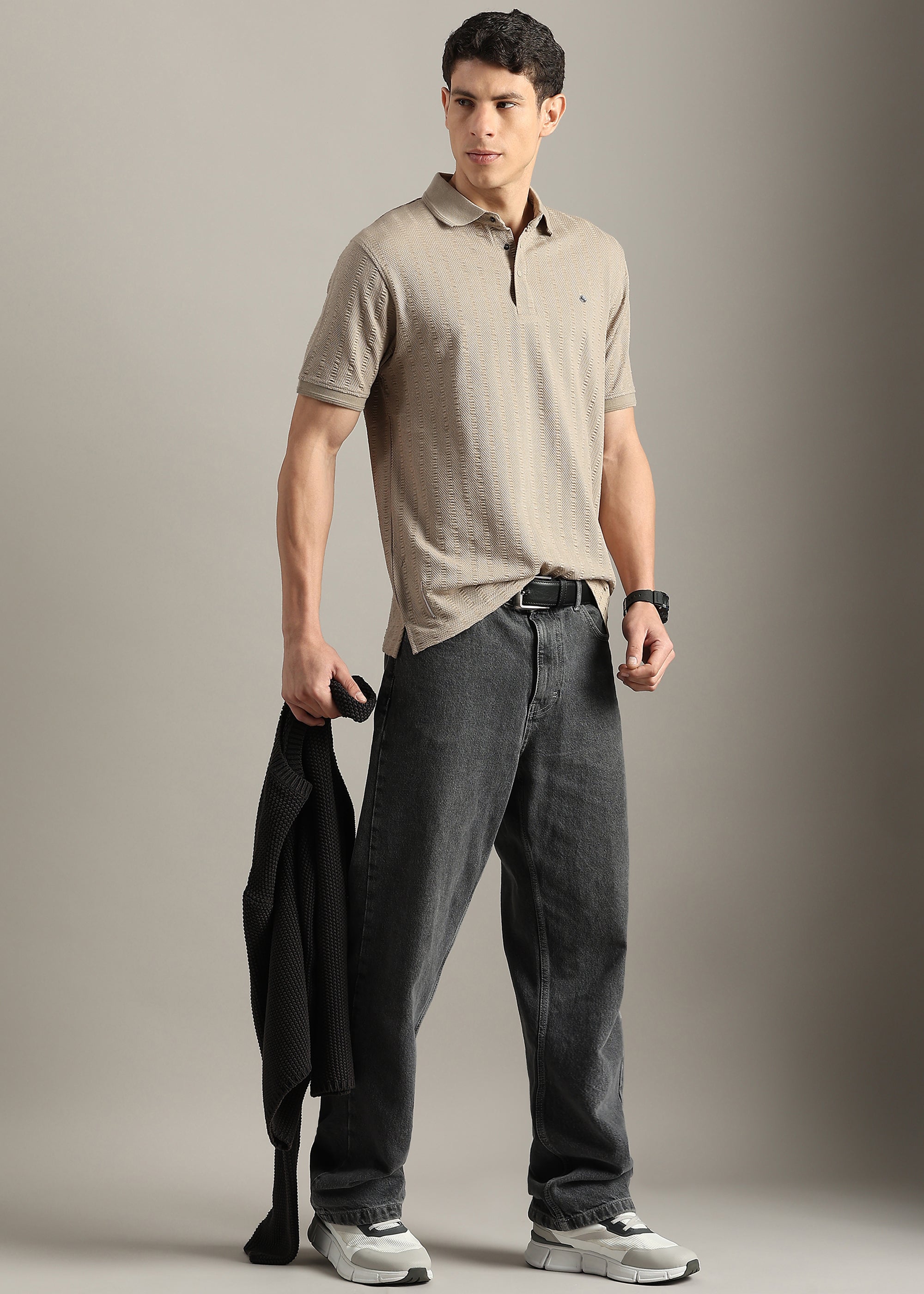 BEIGE PREMIUM COTTON ELASTANE POLO SHIRT