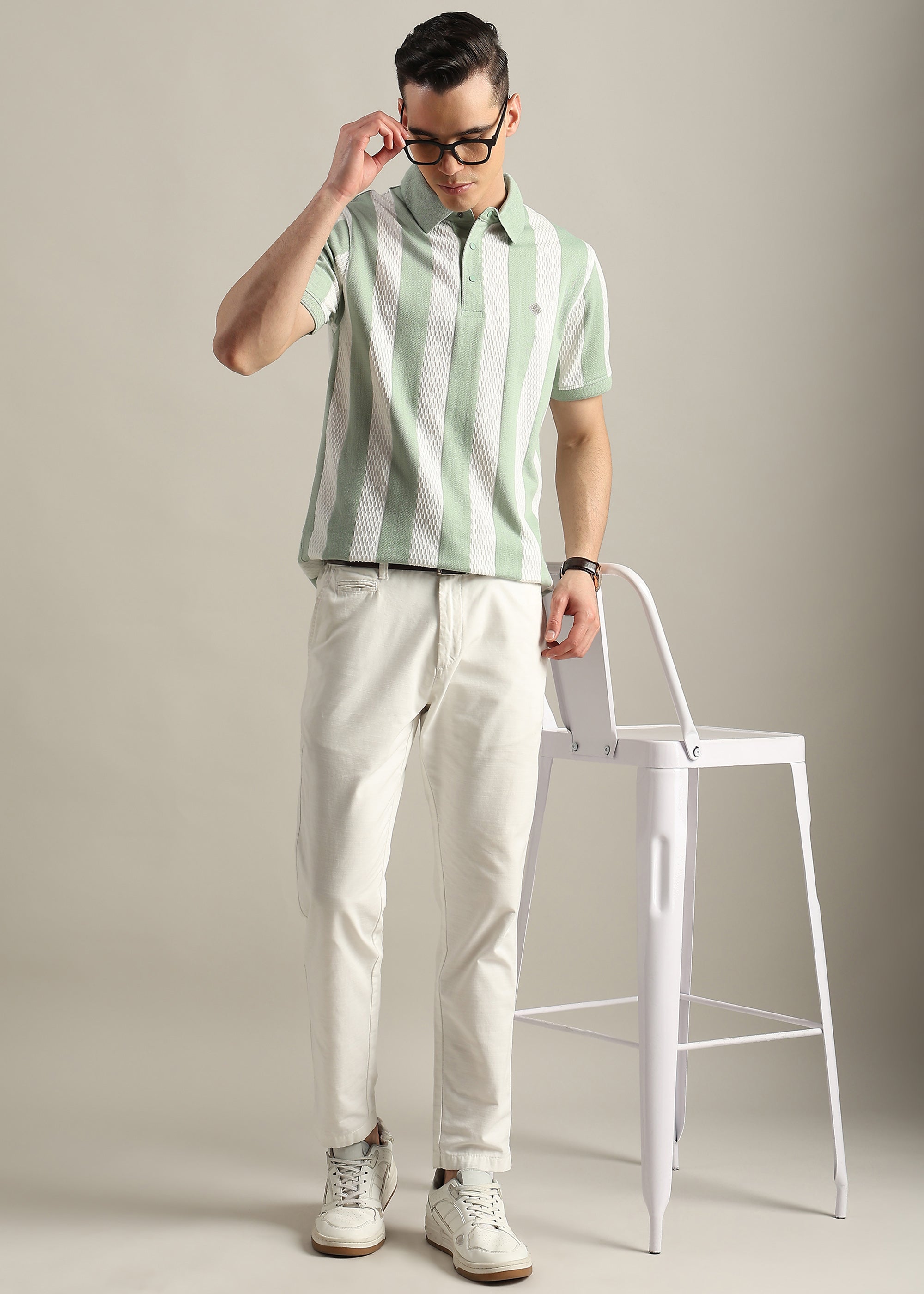 MINT PREMIUM STRUCTURED STRIPED POLO SHIRT