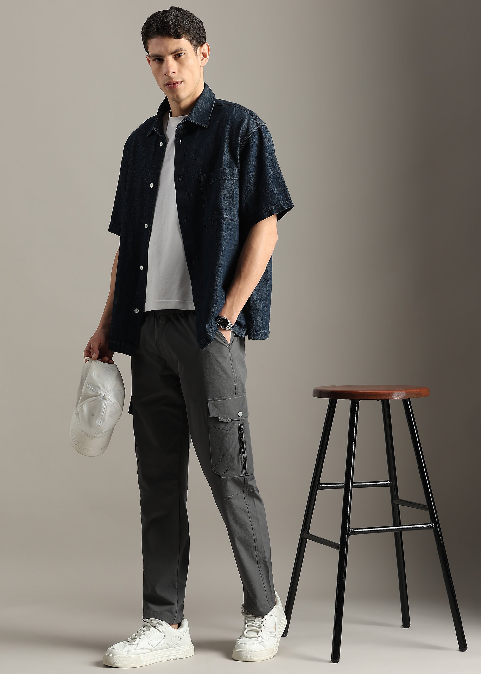 GREY PREMIUM NYLON BLENDED CARGO PANT