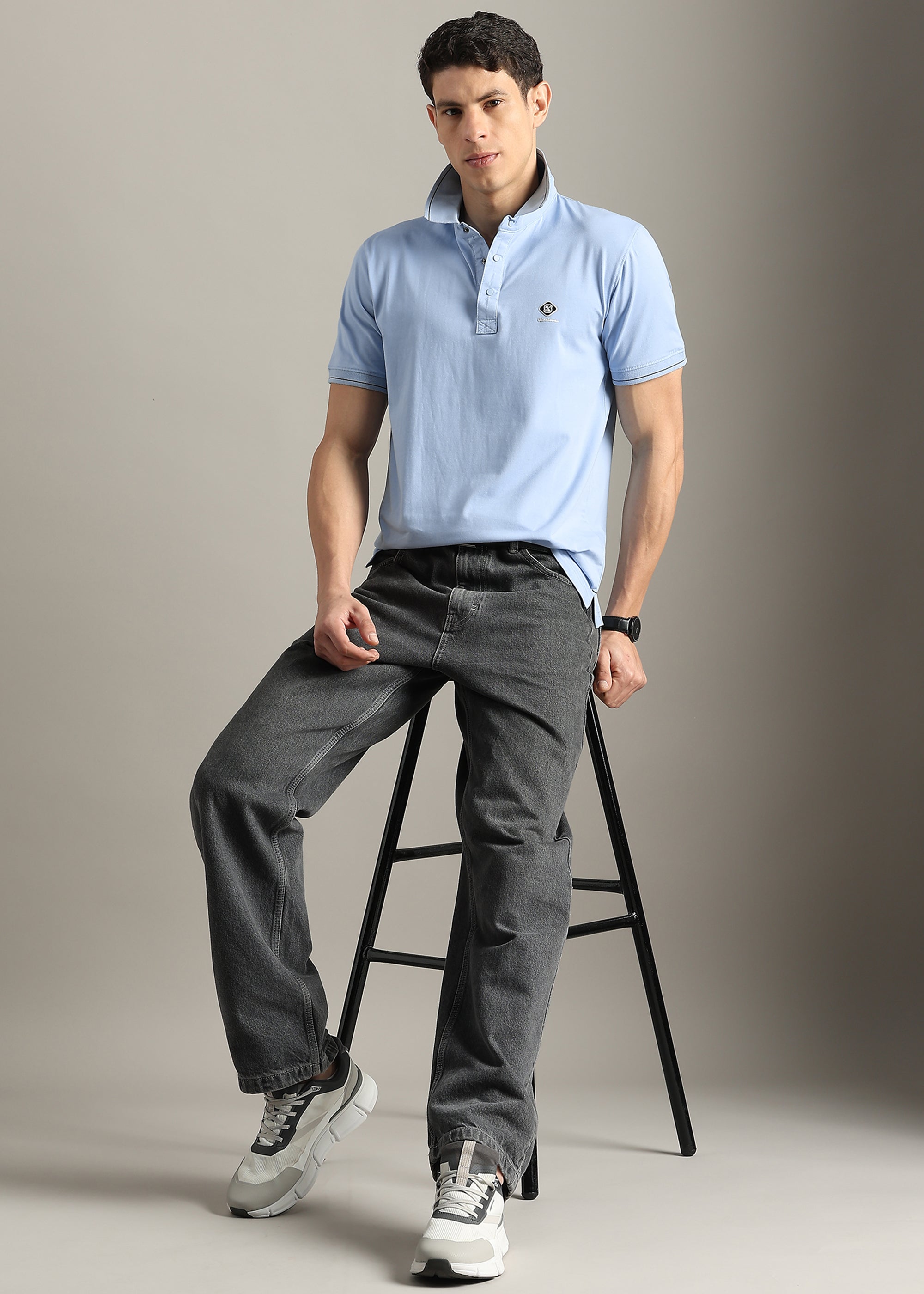 SKY SOLID COTTON ELASTANE POLO TEE