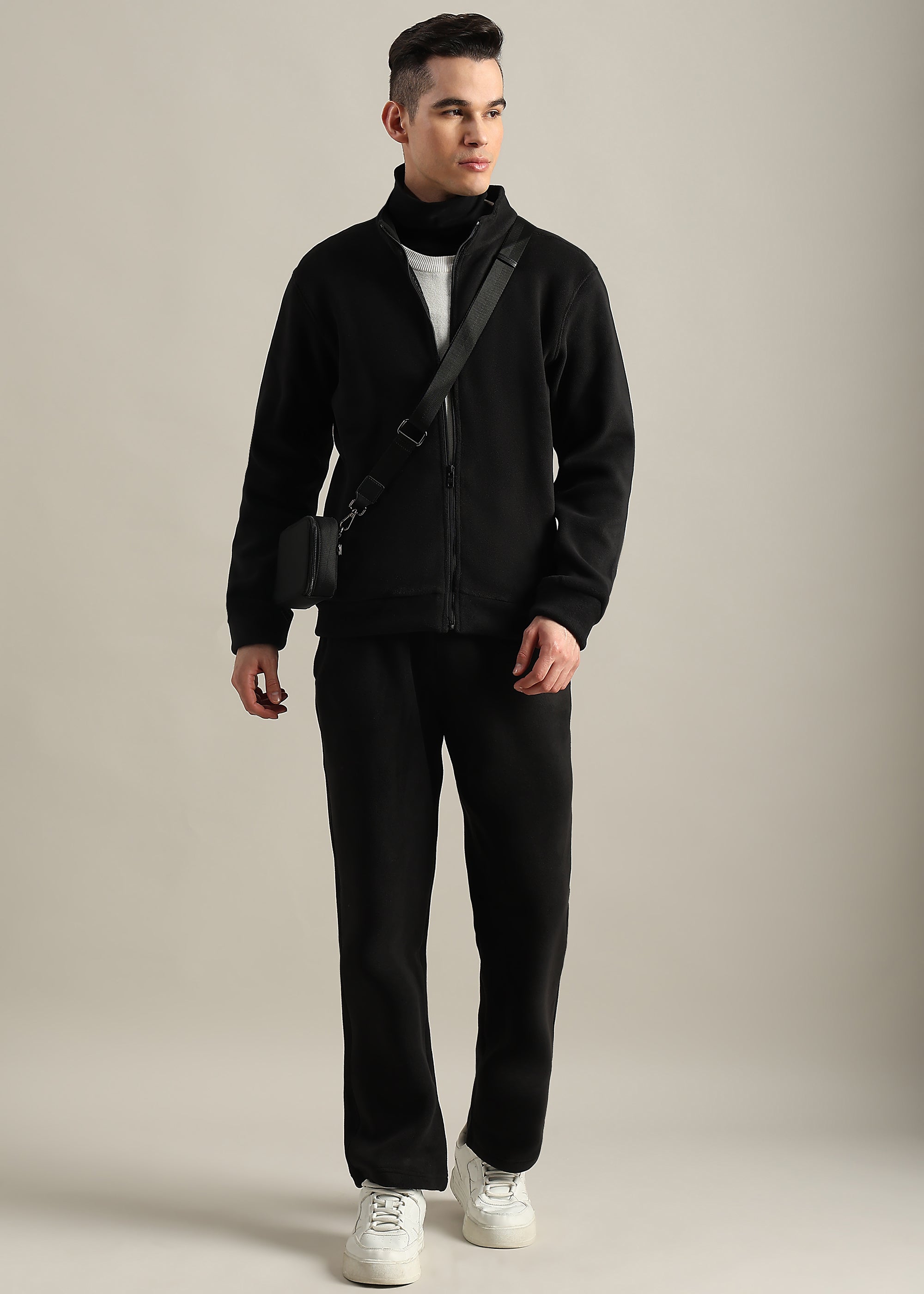 COTTON BLENDED ZIPPER TRACK-SUIT