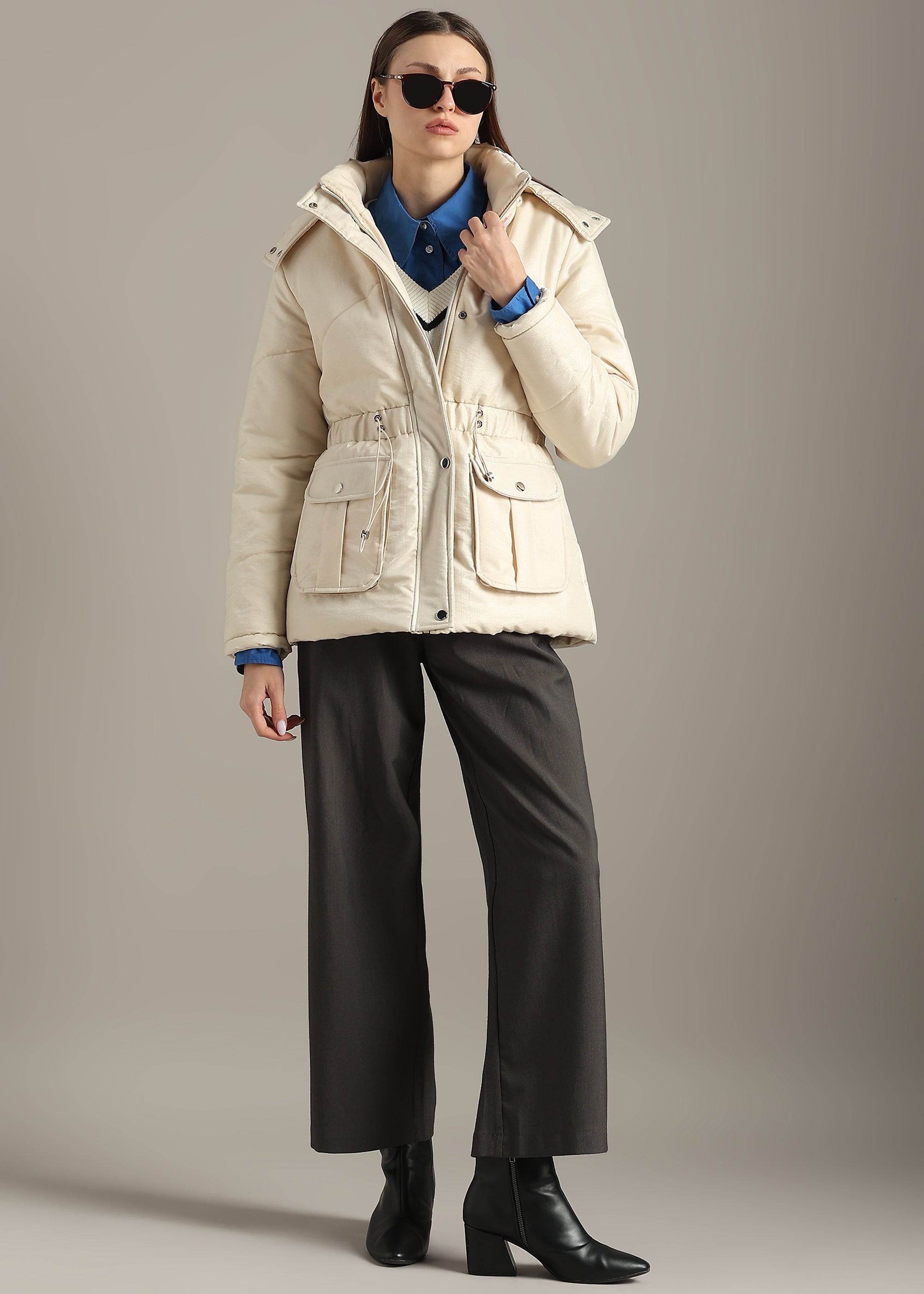 WHITE PREMIUM SATIN CROPPED FULL SLEEVE JACKET