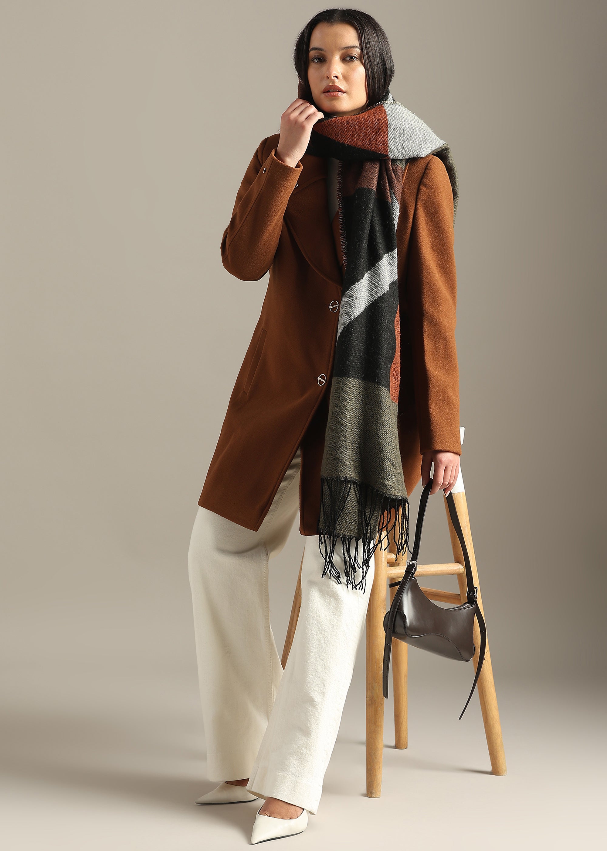 TAN SOLID FORMAL DOUBLE BREASTED OVER COAT