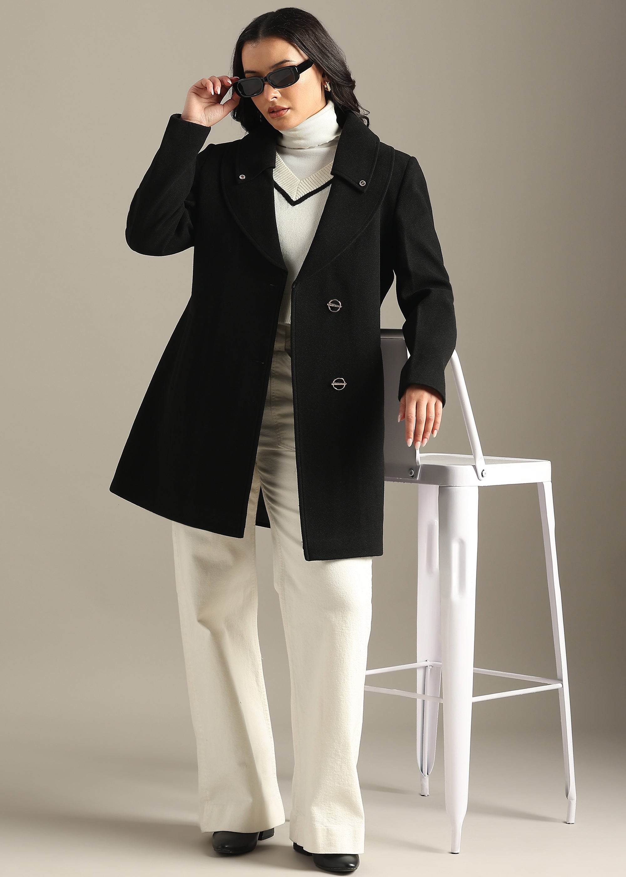 BLACK FORMAL DOUBLE BREASTED OVER COAT