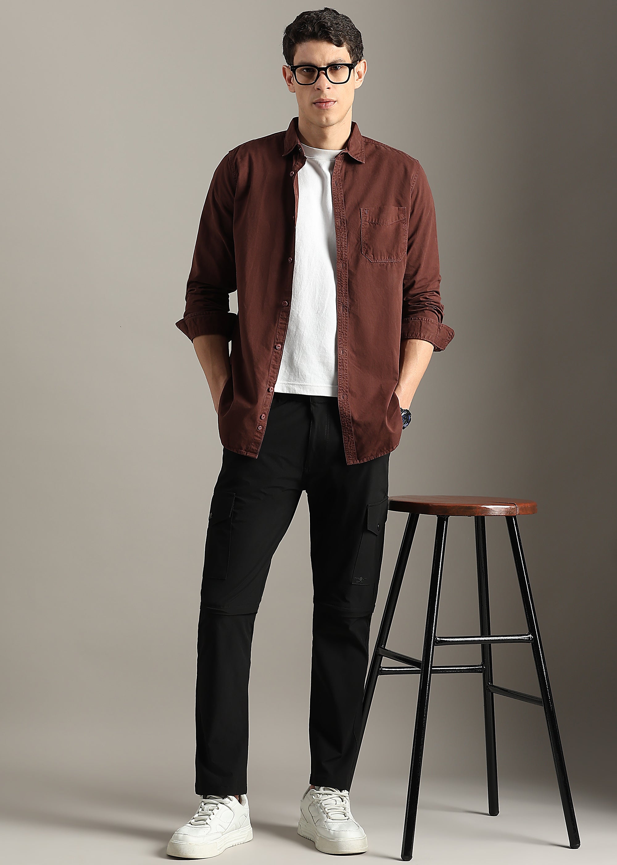 BLACK SOLID POLYSTER ELASTEN CONVERTABLE PANT