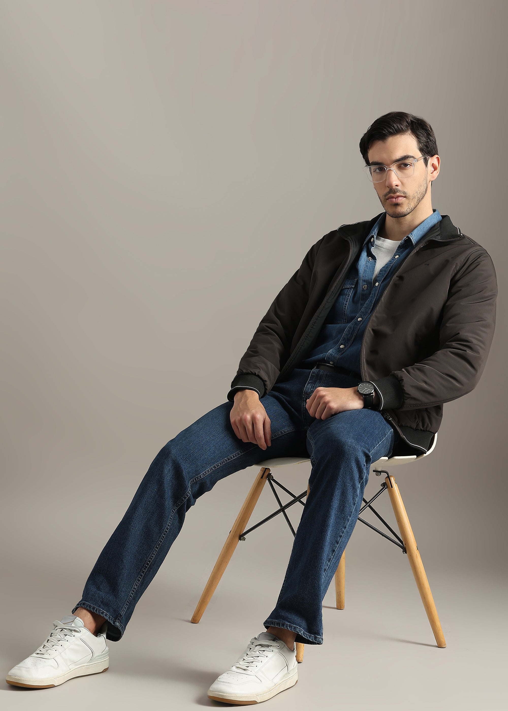 COFFEE SOLID REVERSIBLE MID WEIGHT FULL SLEEVE JACKET