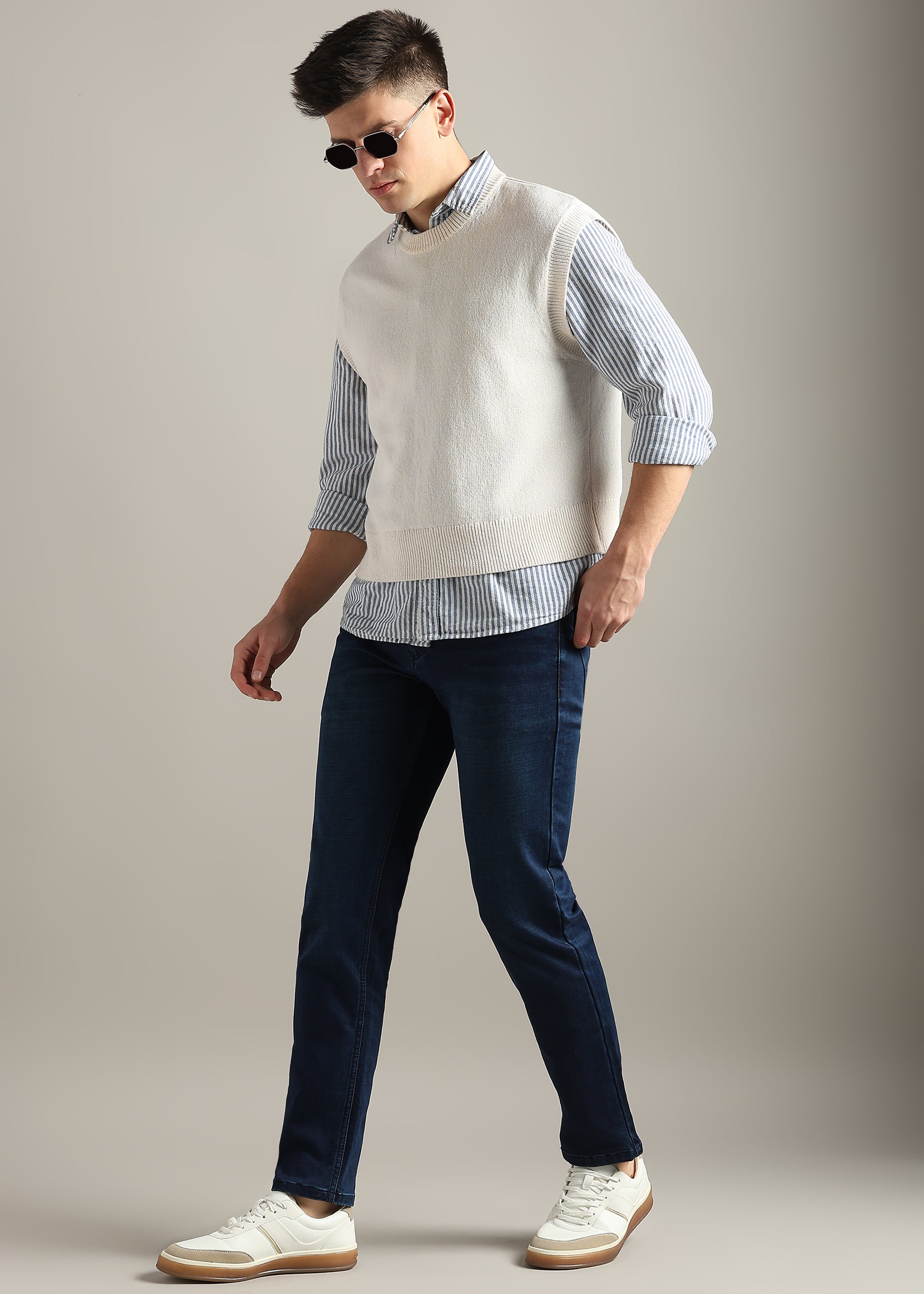 Denim Straight Fit Mid Rise Light Fade Jeans