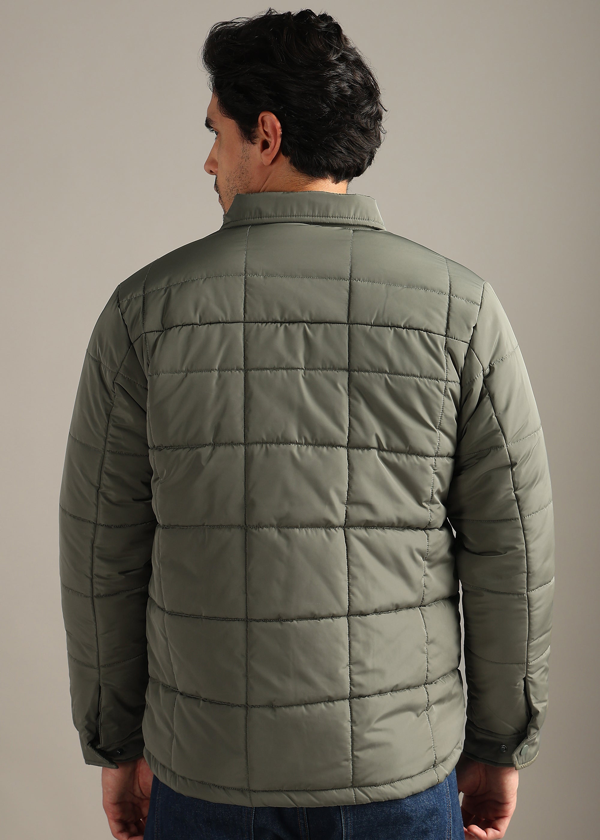 OLIVE BLOUSON QUILTED FULL SLEEVE JACKET
