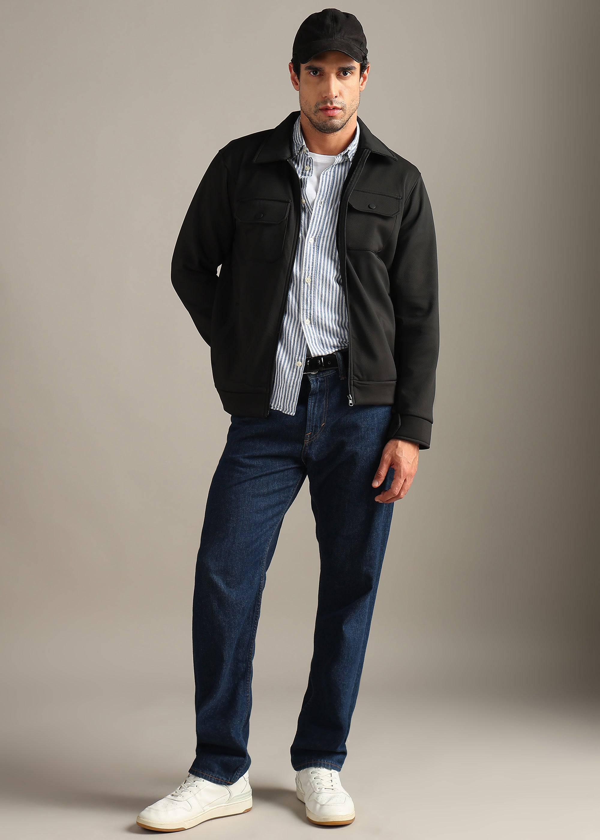 BLACK SOLID PREMIUM WARMTH + ZIPPER SHACKET