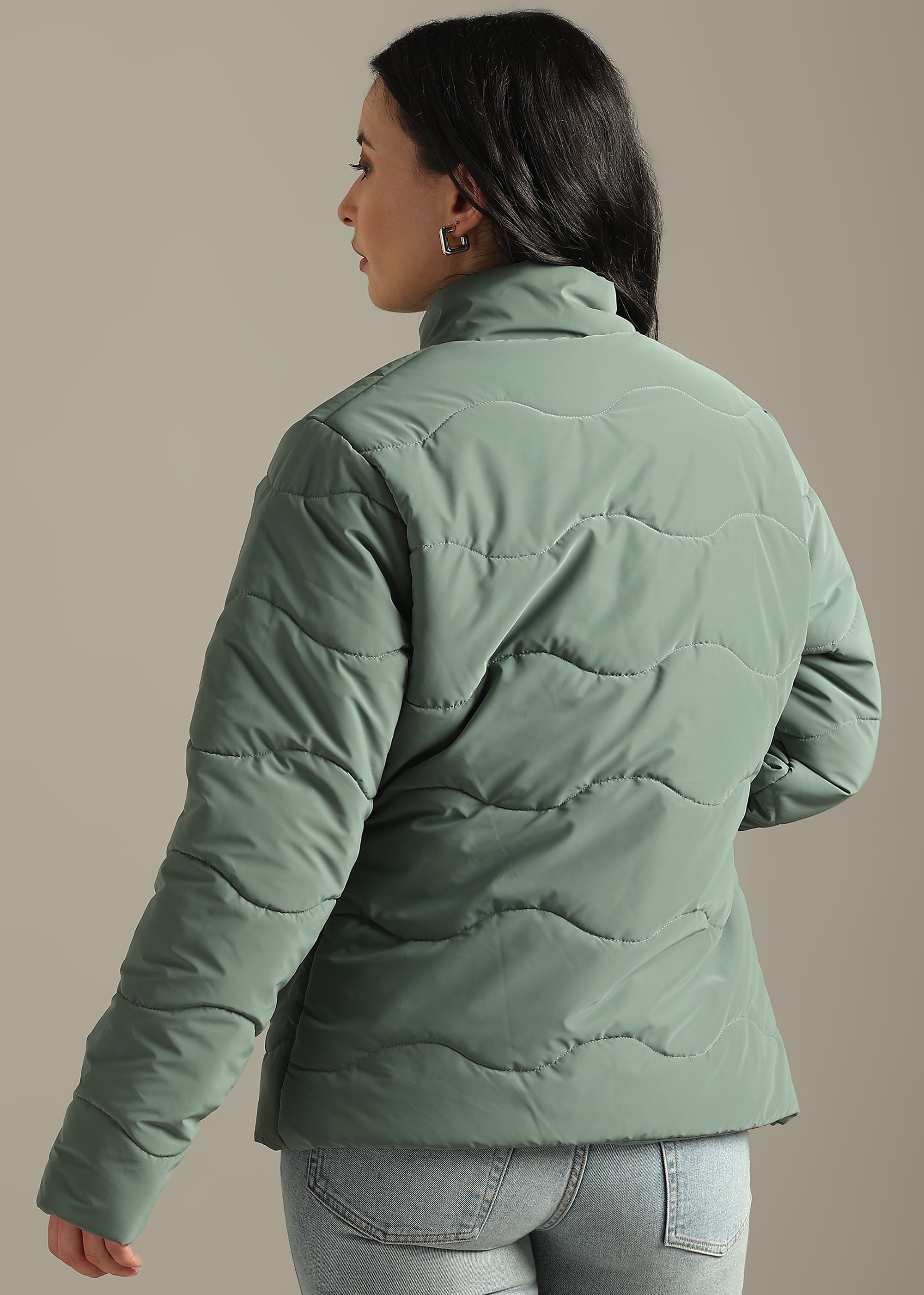 GREEN NYLON TRENDING SOFT QUALITY FULL SLEEVE JACKET