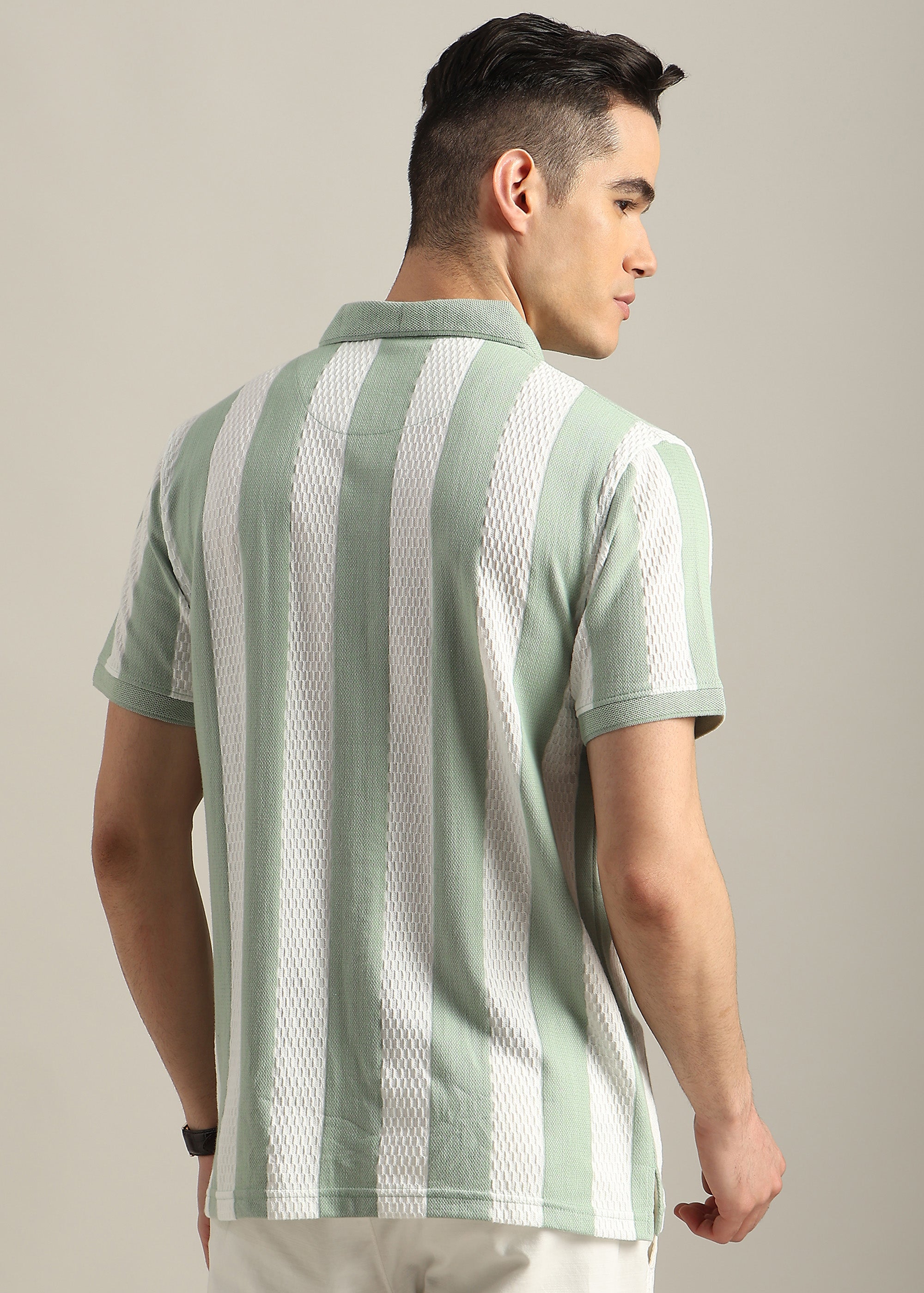 MINT PREMIUM STRUCTURED STRIPED POLO SHIRT