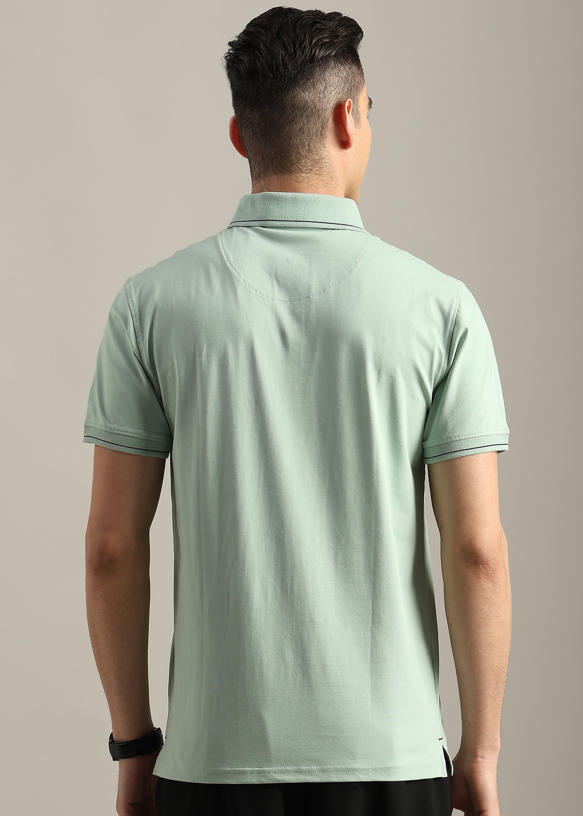 MINT SOLID COTTON ELASTANE POLO TEE
