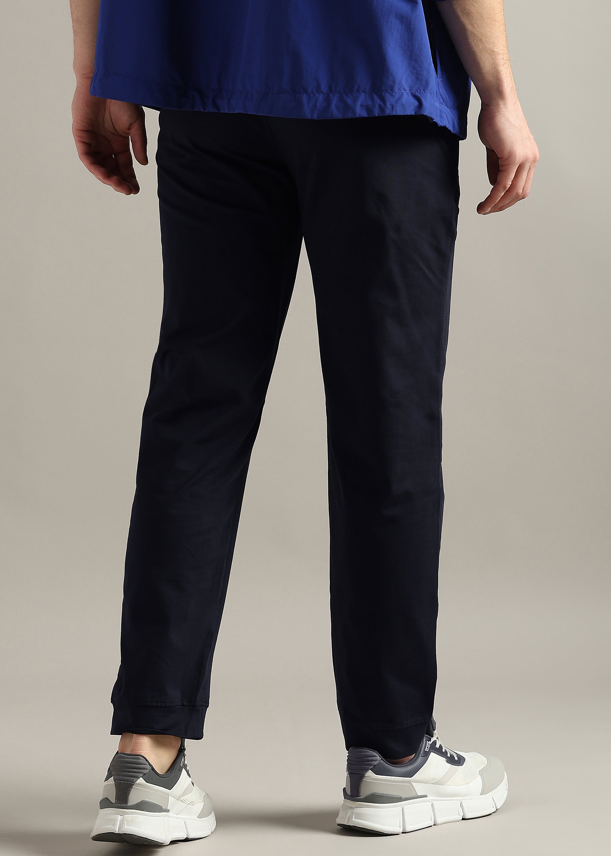 NAVY 4 WAY COTTON ELASTANE JOGGERS PANT