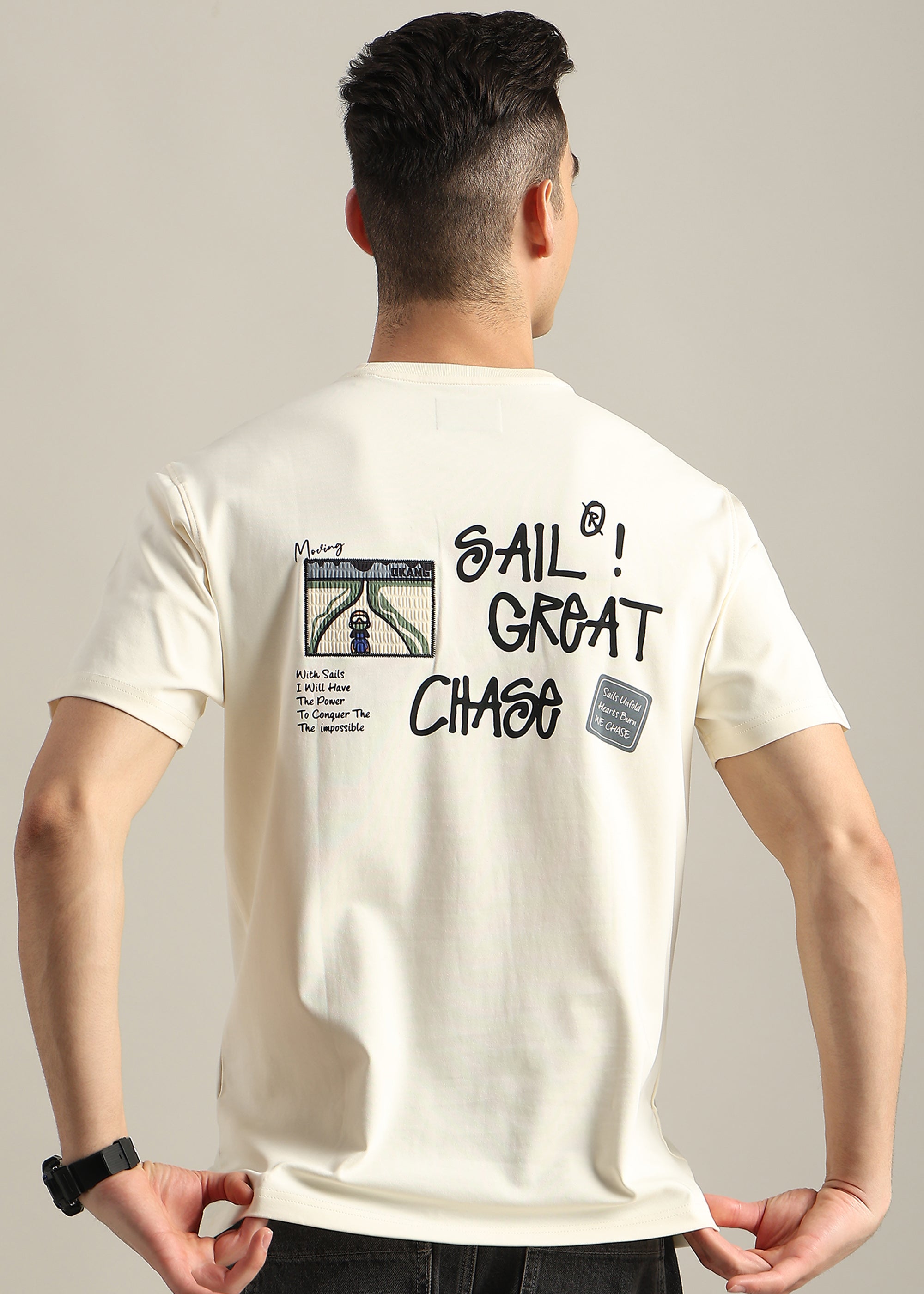 OFF WHITE COTTON SPANDEX PREMIUM GRAPHIC SHIRT