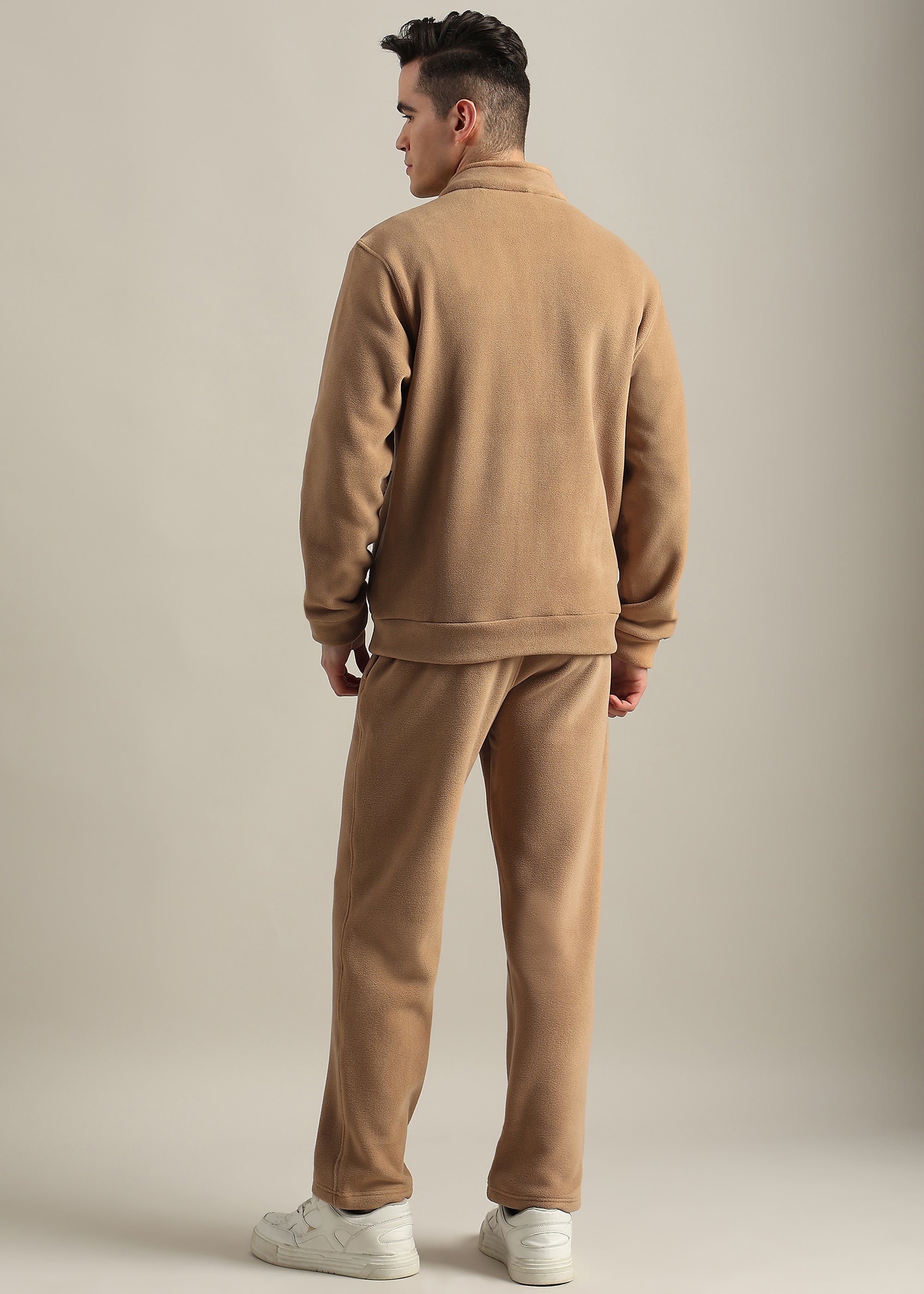 BLACK COTTON BLENDED ZIPPER TRACK-SUIT