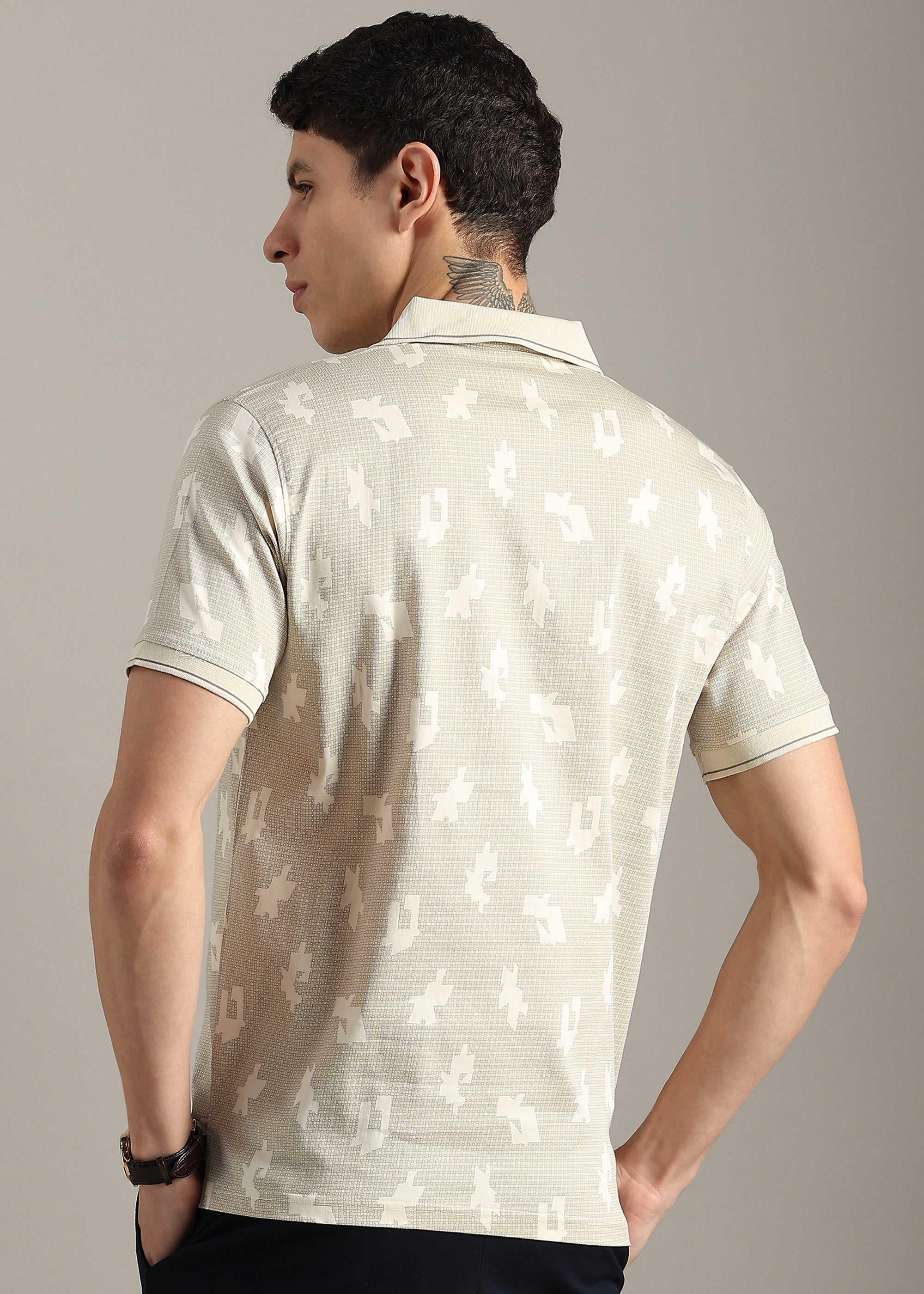 BEIGE PREMIUM COTTON ELASTANE POLO SHIRT