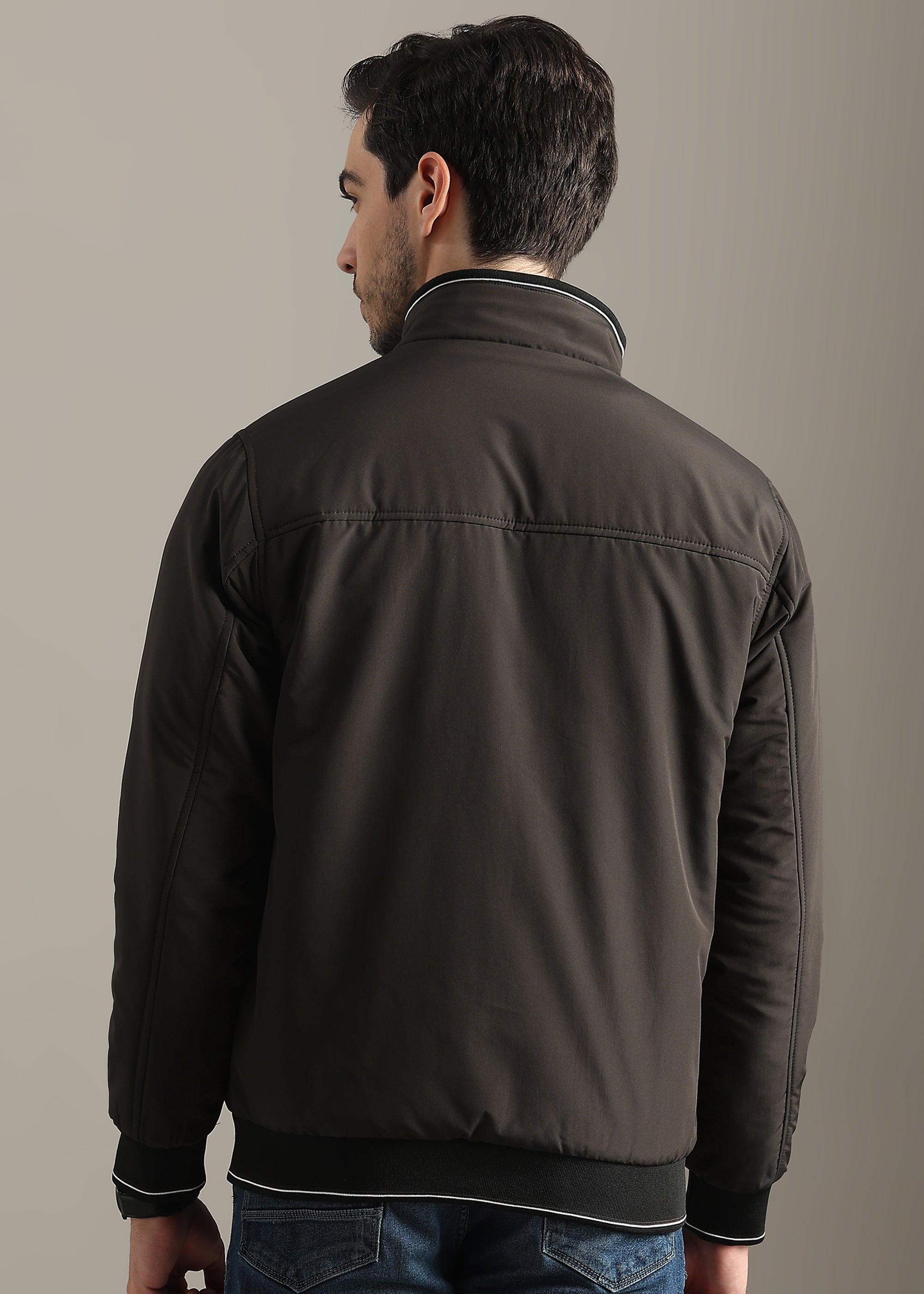 COFFEE SOLID REVERSIBLE MID WEIGHT FULL SLEEVE JACKET