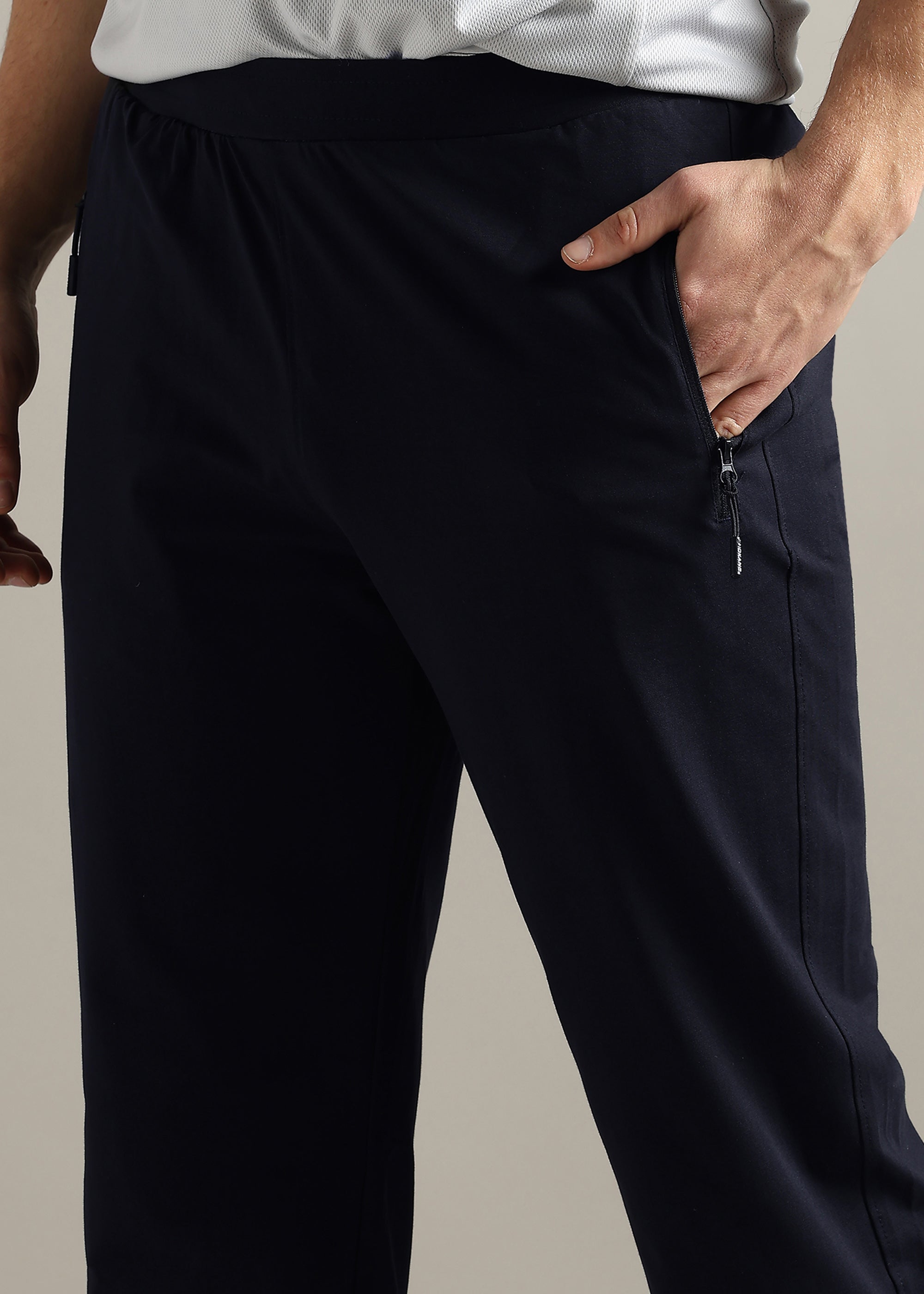 NAVY 4 WAY COTTON ELASTANE JOGGERS PANT