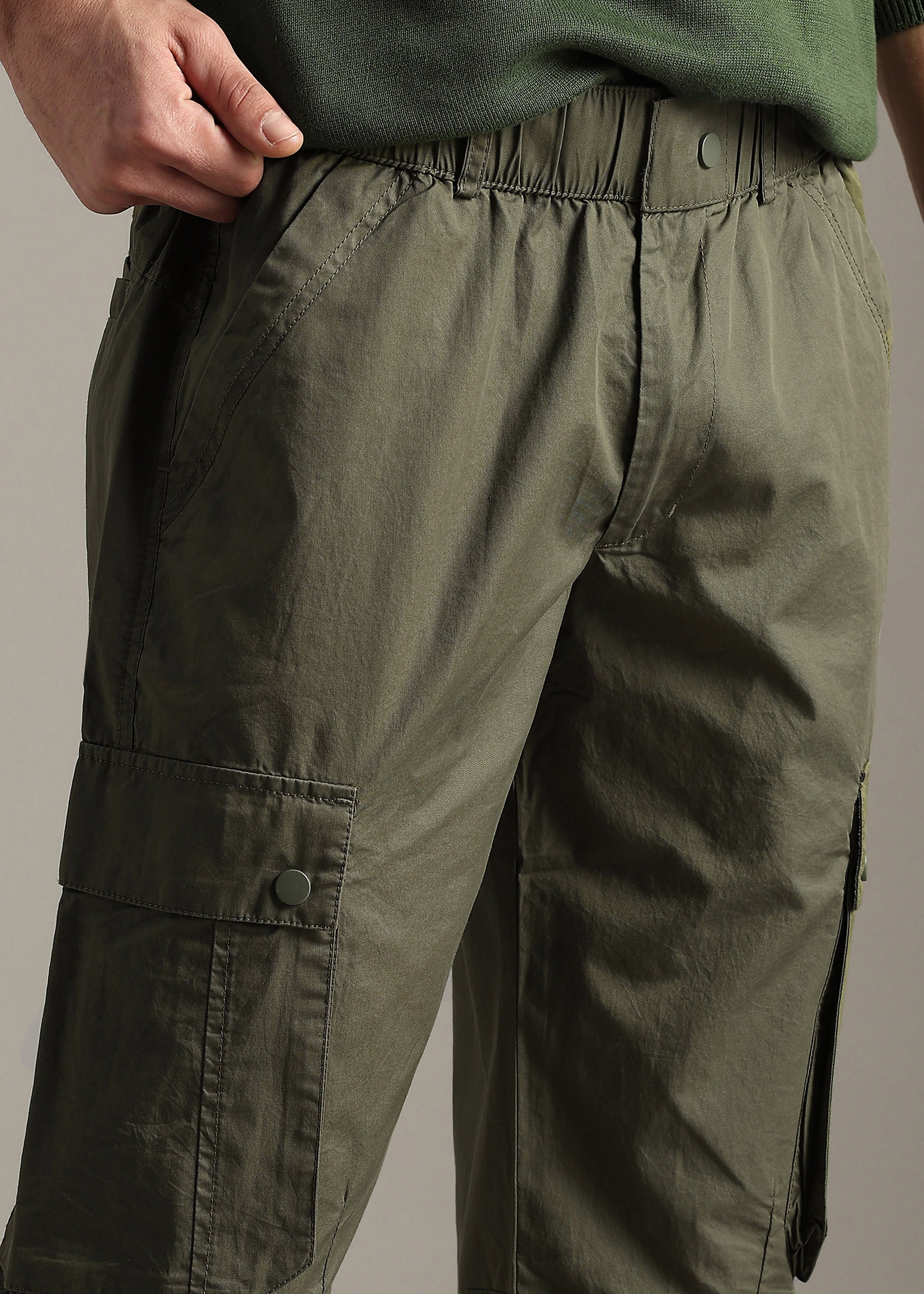 OLIVE MULTI POCKET COTTON CARGO PANT