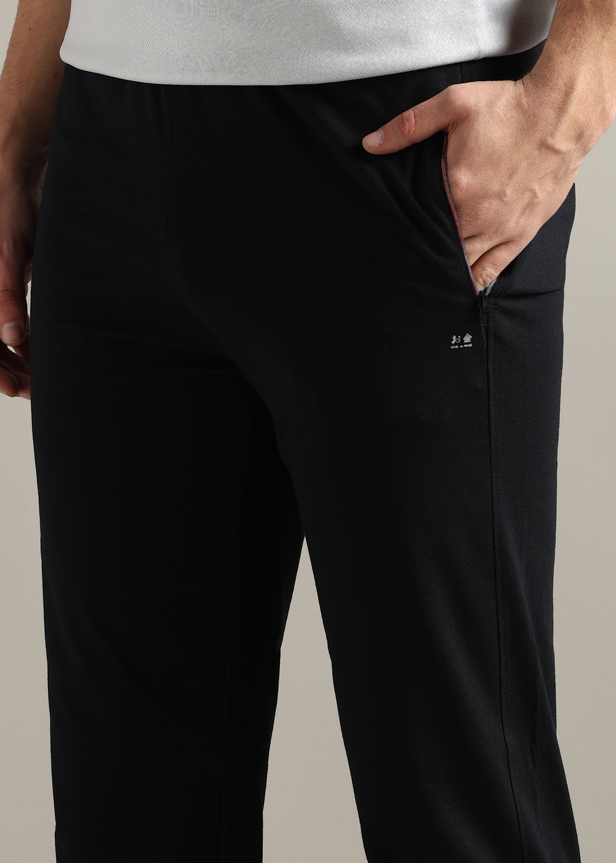 BLACK SOLID COTTON BLENDED LOUNGE PANT
