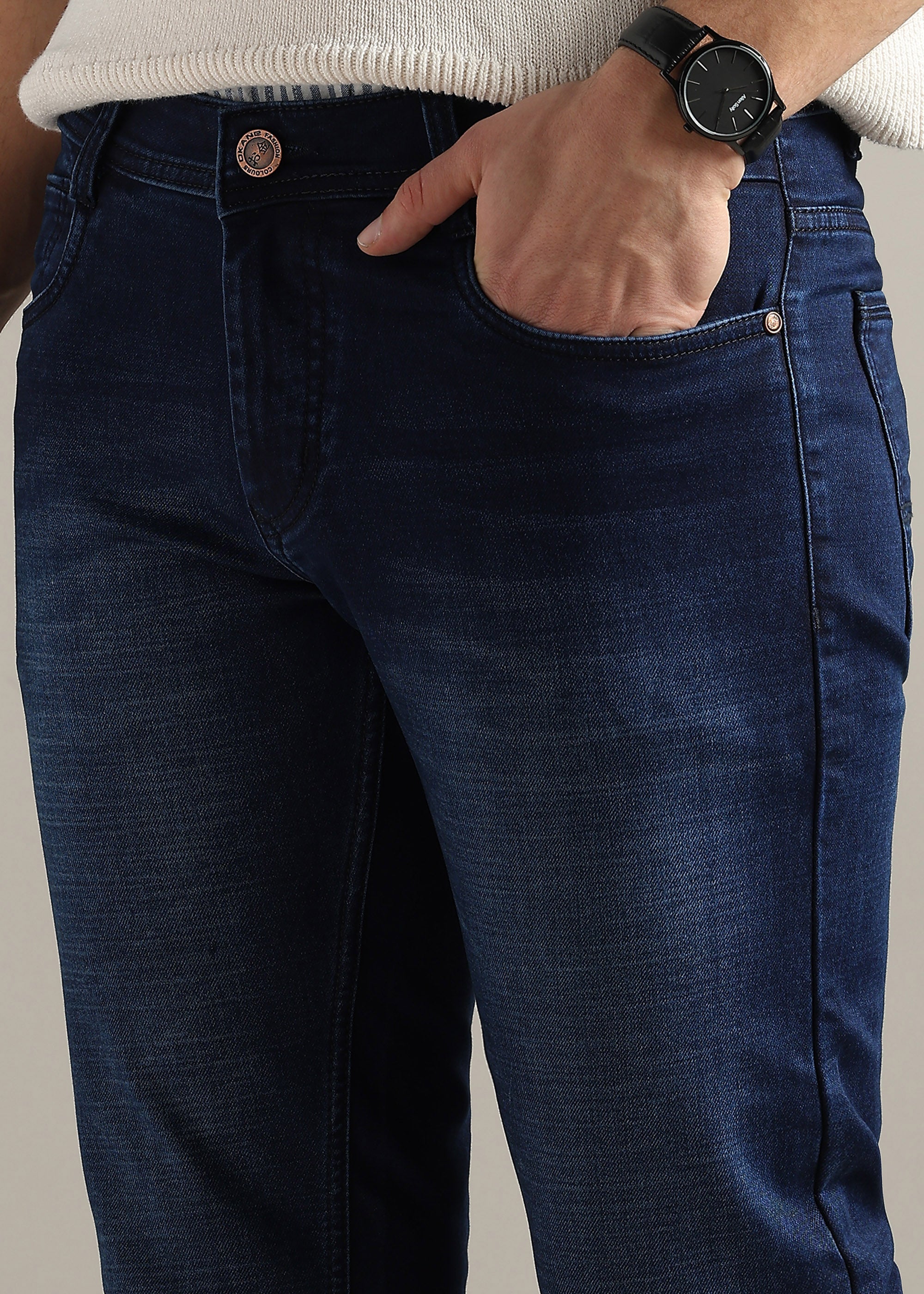 Denim Straight Fit Mid Rise Light Fade Jeans