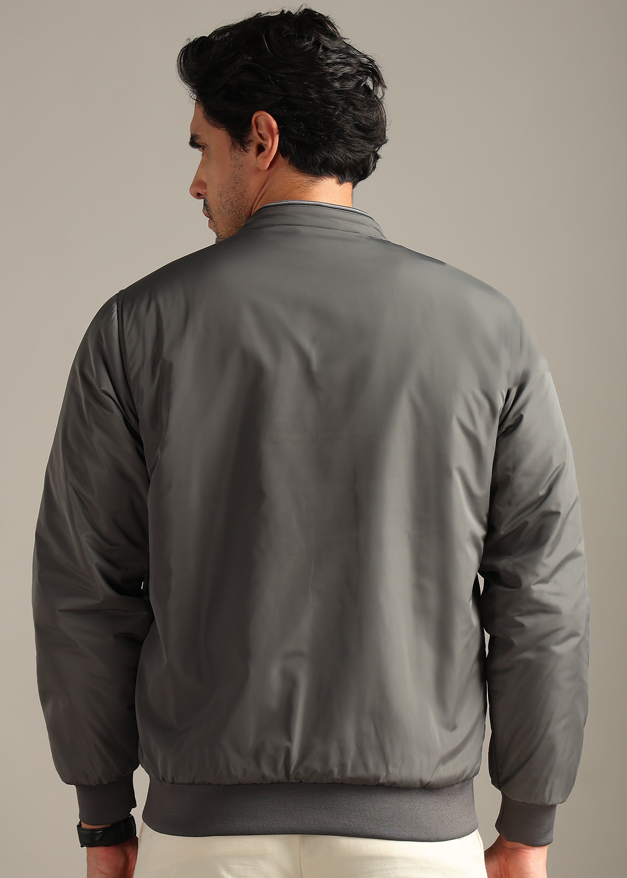 GREY SOLID REVERSIBLE WITH SWEAT SHIRT INSIDE