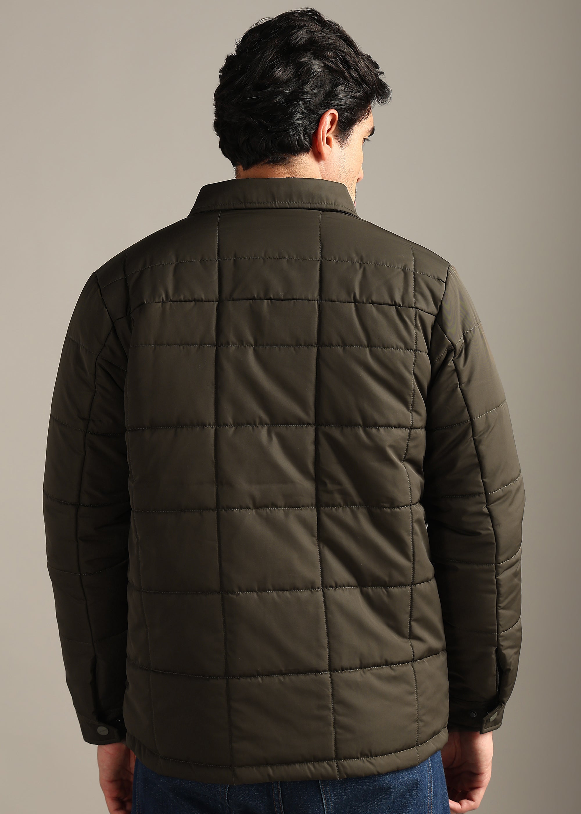 COFFEE BLOUSON QUILTED FULL SLEEVE JACKET
