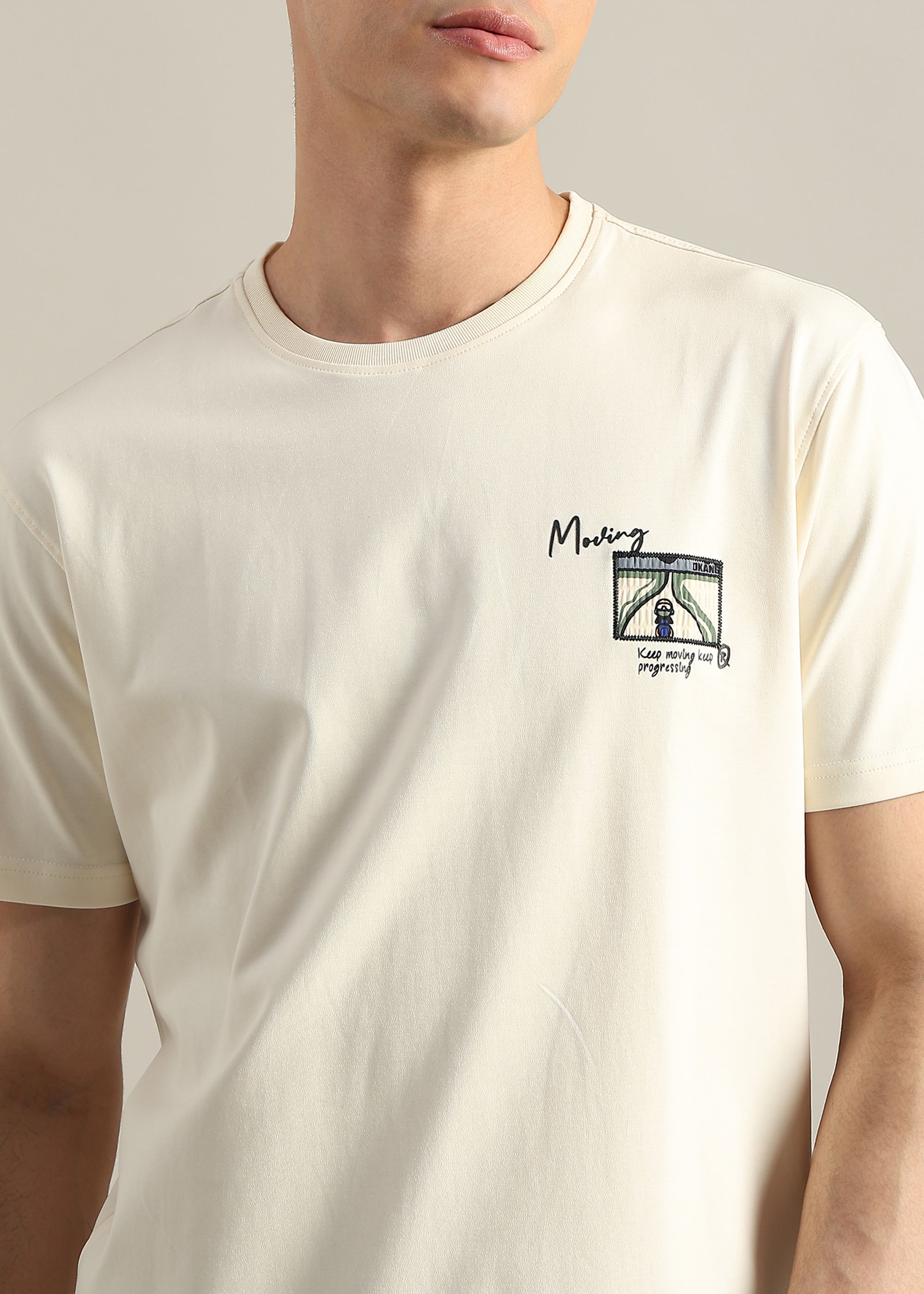 OFF WHITE COTTON SPANDEX PREMIUM GRAPHIC SHIRT