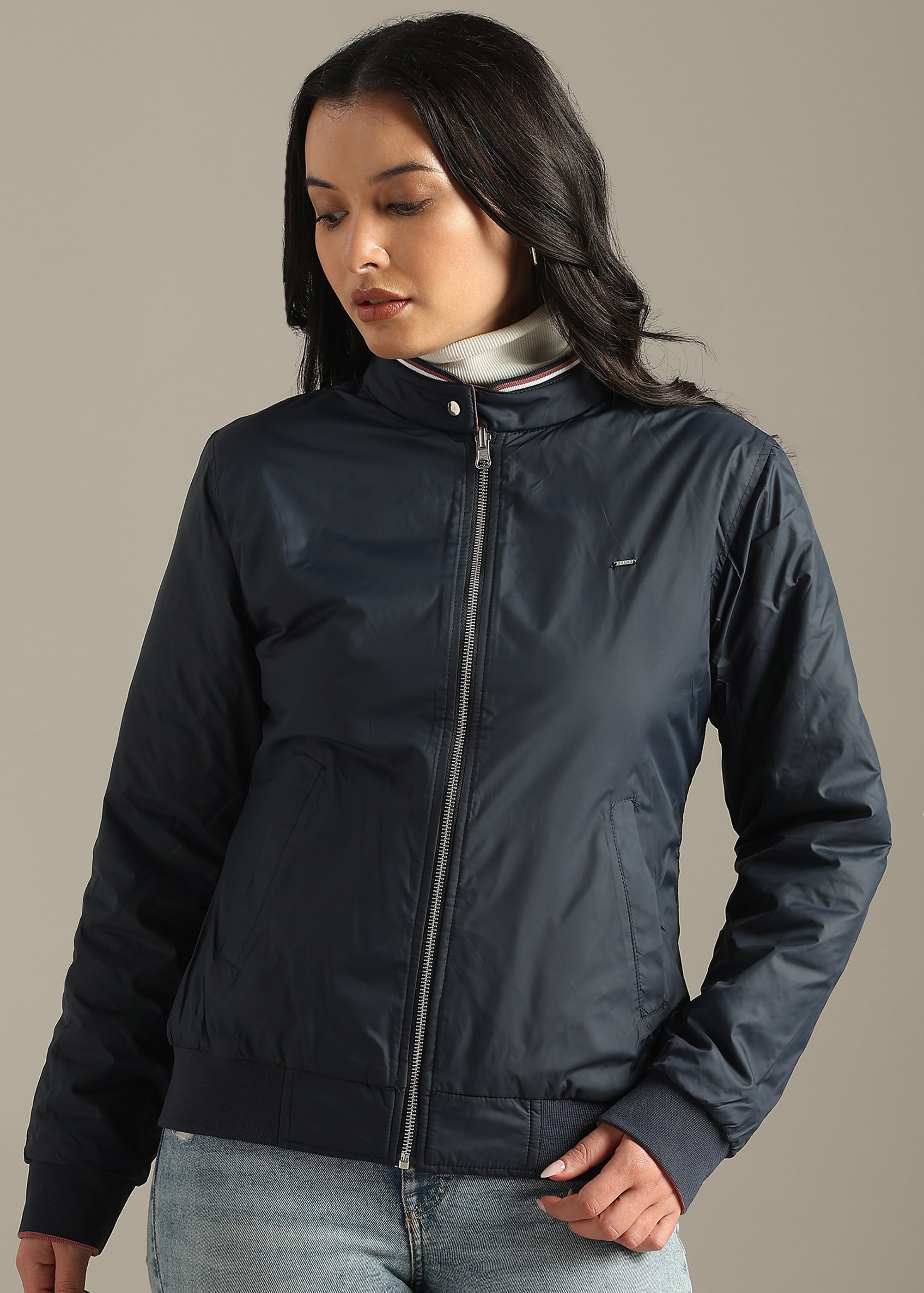 PINK NYLON PREMIUM REVERSIBLE FULL SLEEVE JACKET