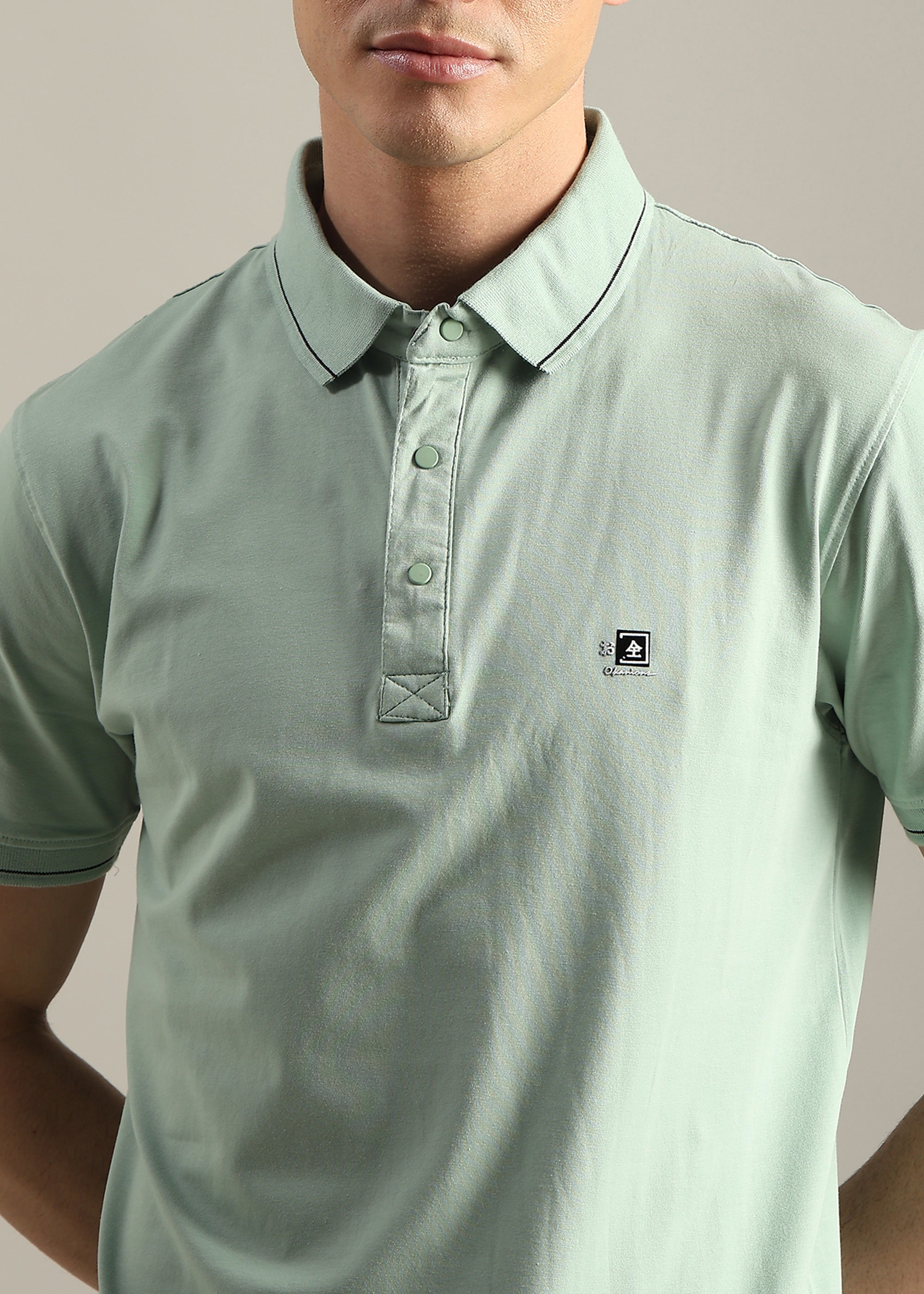 MINT SOLID COTTON ELASTANE POLO TEE