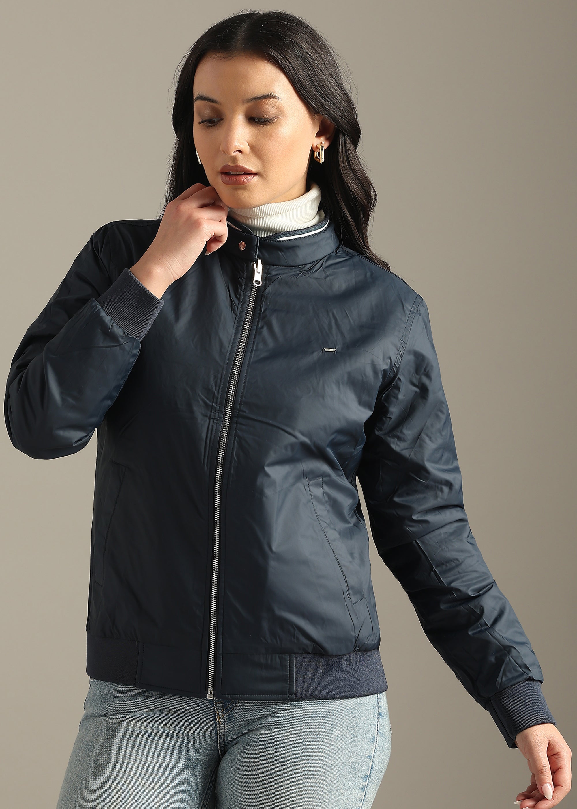 BLUE NYLON PREMIUM REVERSIBLE FULL SLEEVE JACKET