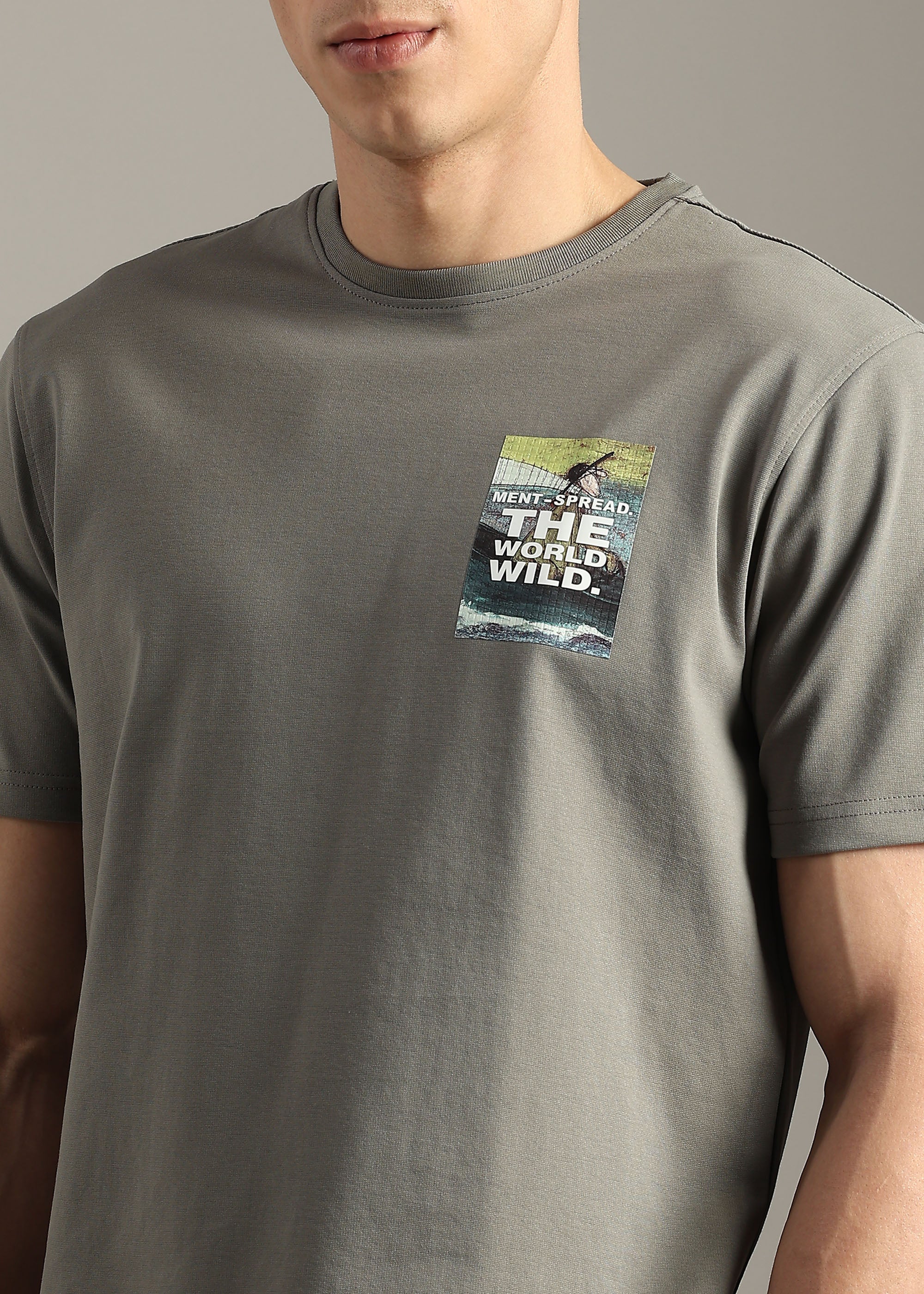 GREY COTTON SPANDEX PREMIUM GRAPHIC TEE