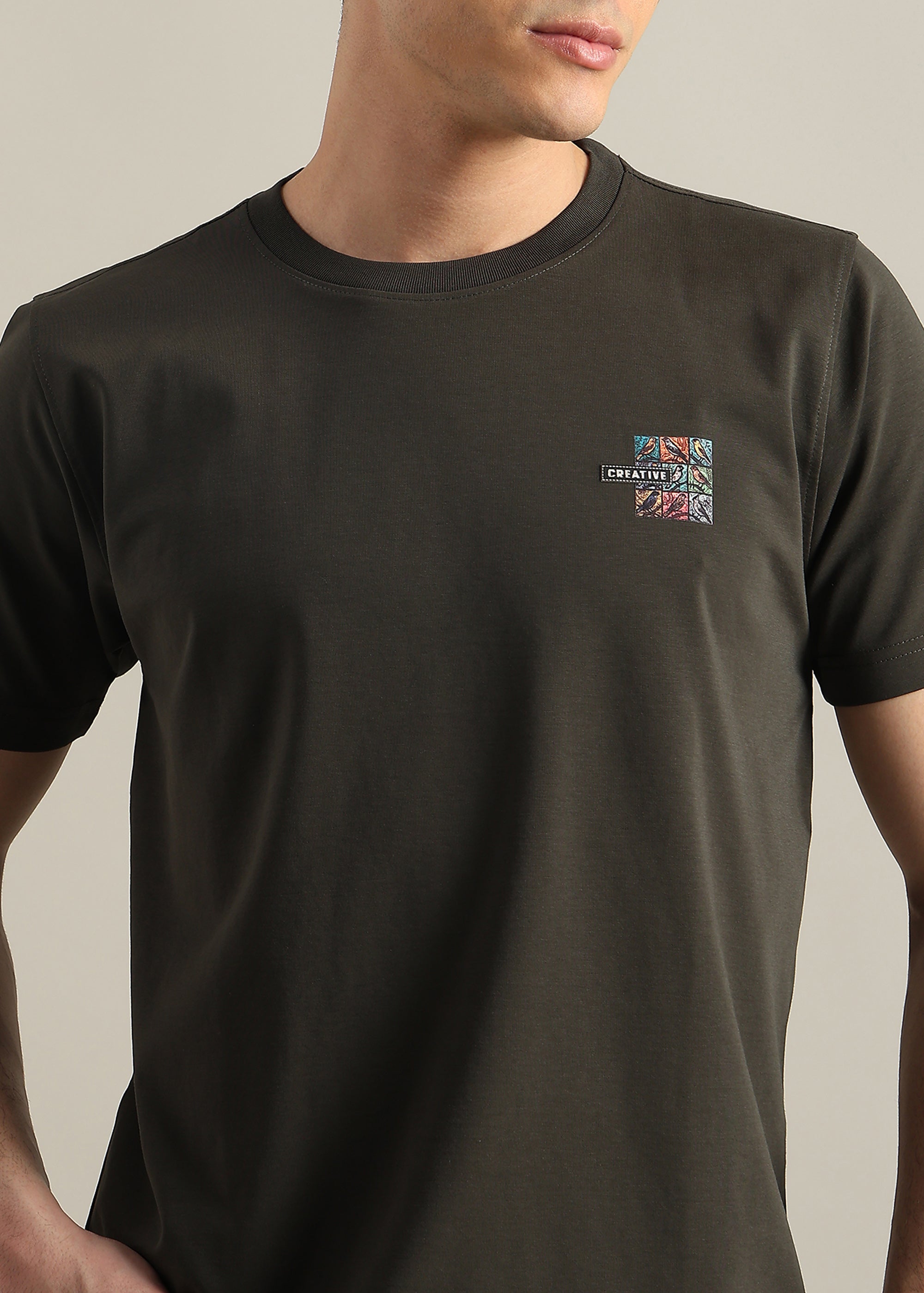 OLIVE COTTON SPANDEX PREMIUM GRAPHIC TEE