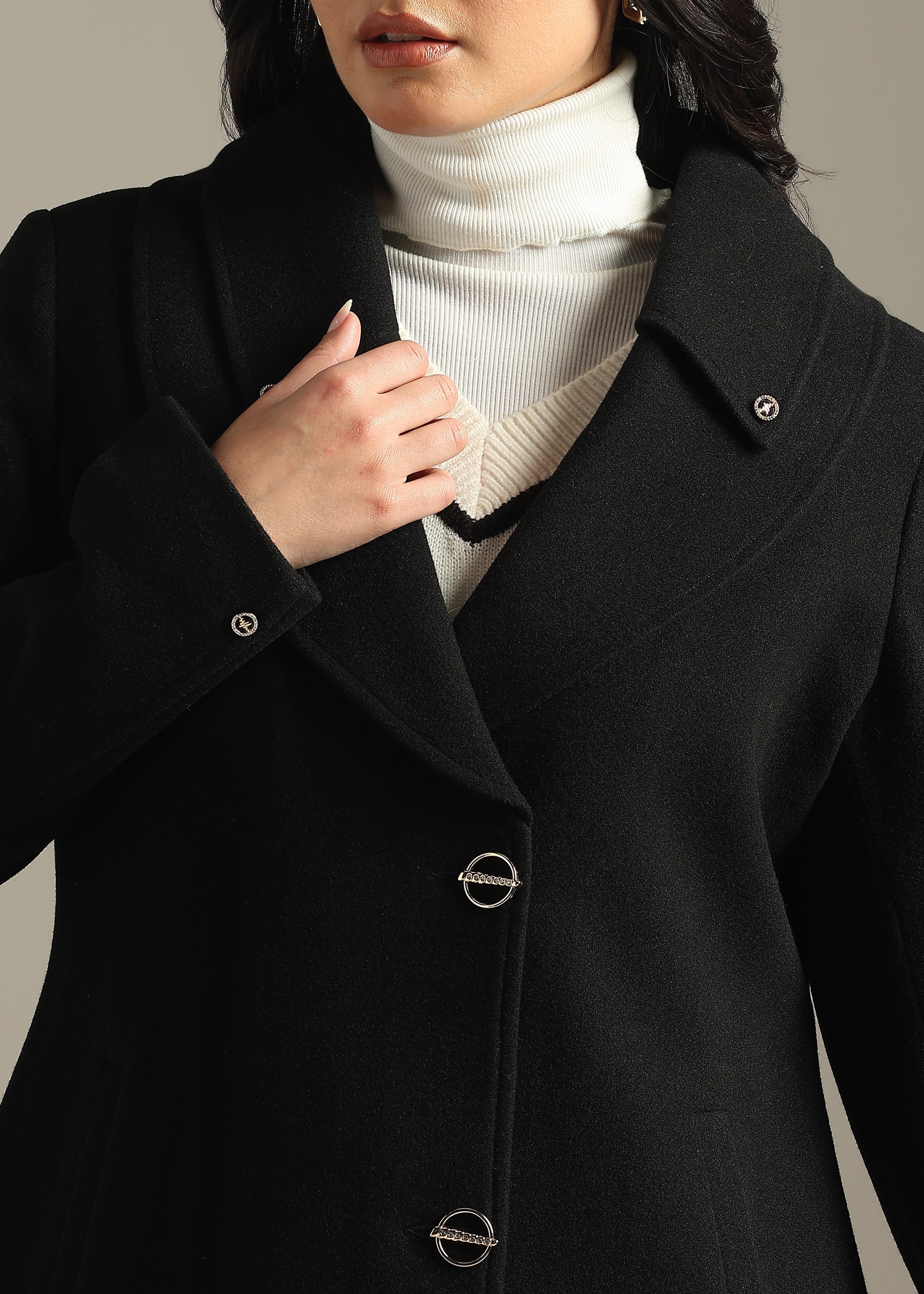 BLACK FORMAL DOUBLE BREASTED OVER COAT
