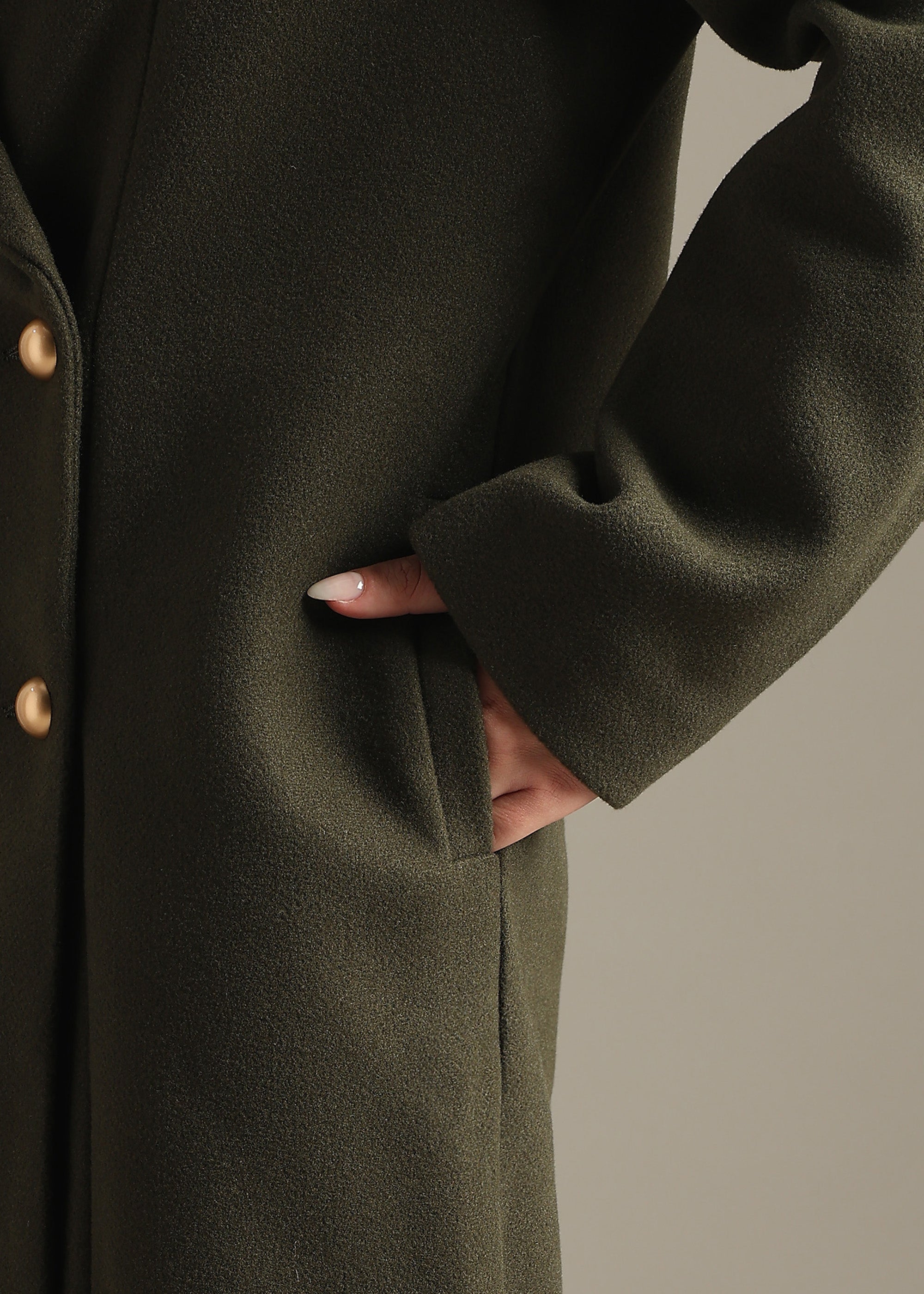 OLIVE PREMIUM TWEED ELASTANE OVER COAT