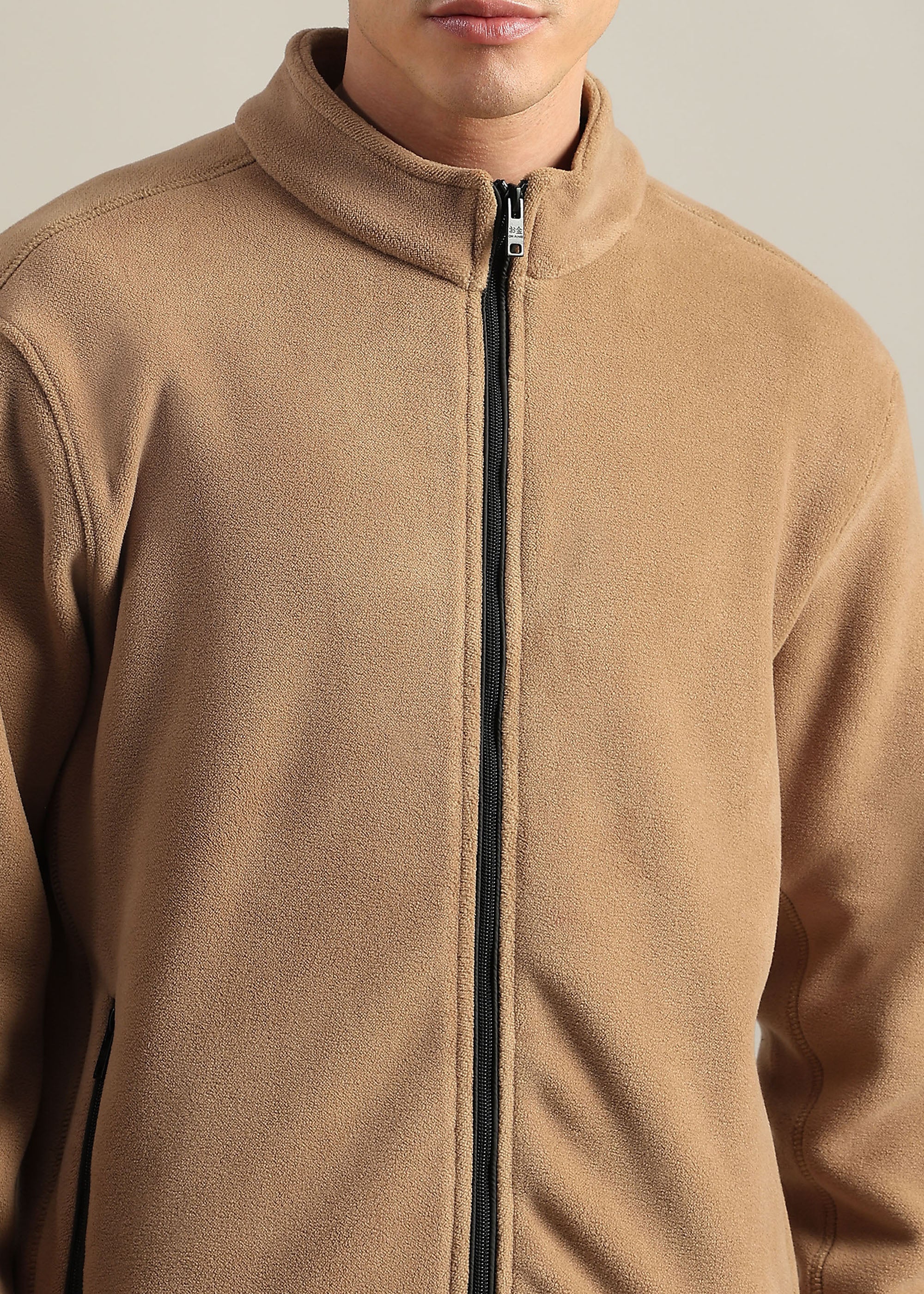 BLACK COTTON BLENDED ZIPPER TRACK-SUIT