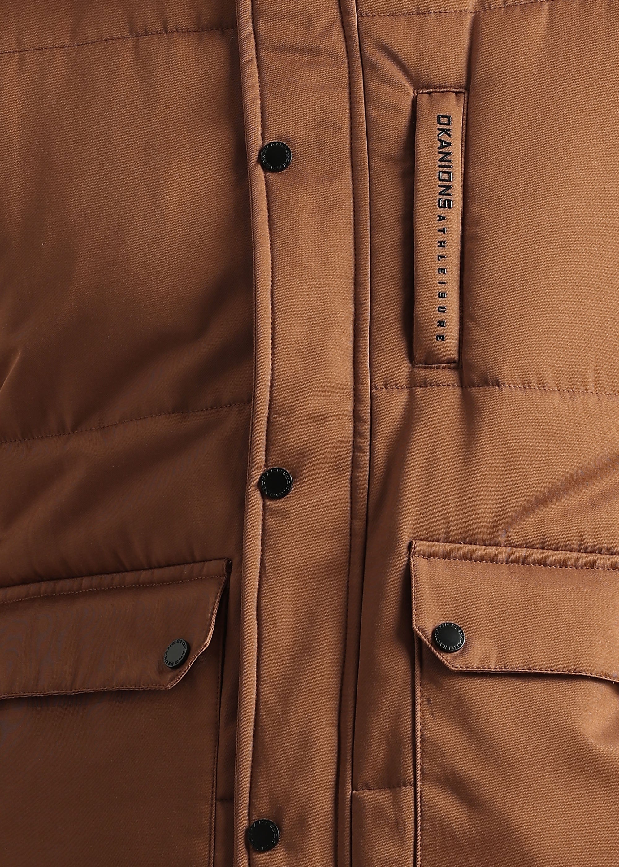 RUST SOLID FAUX COTTON CARGO GILET