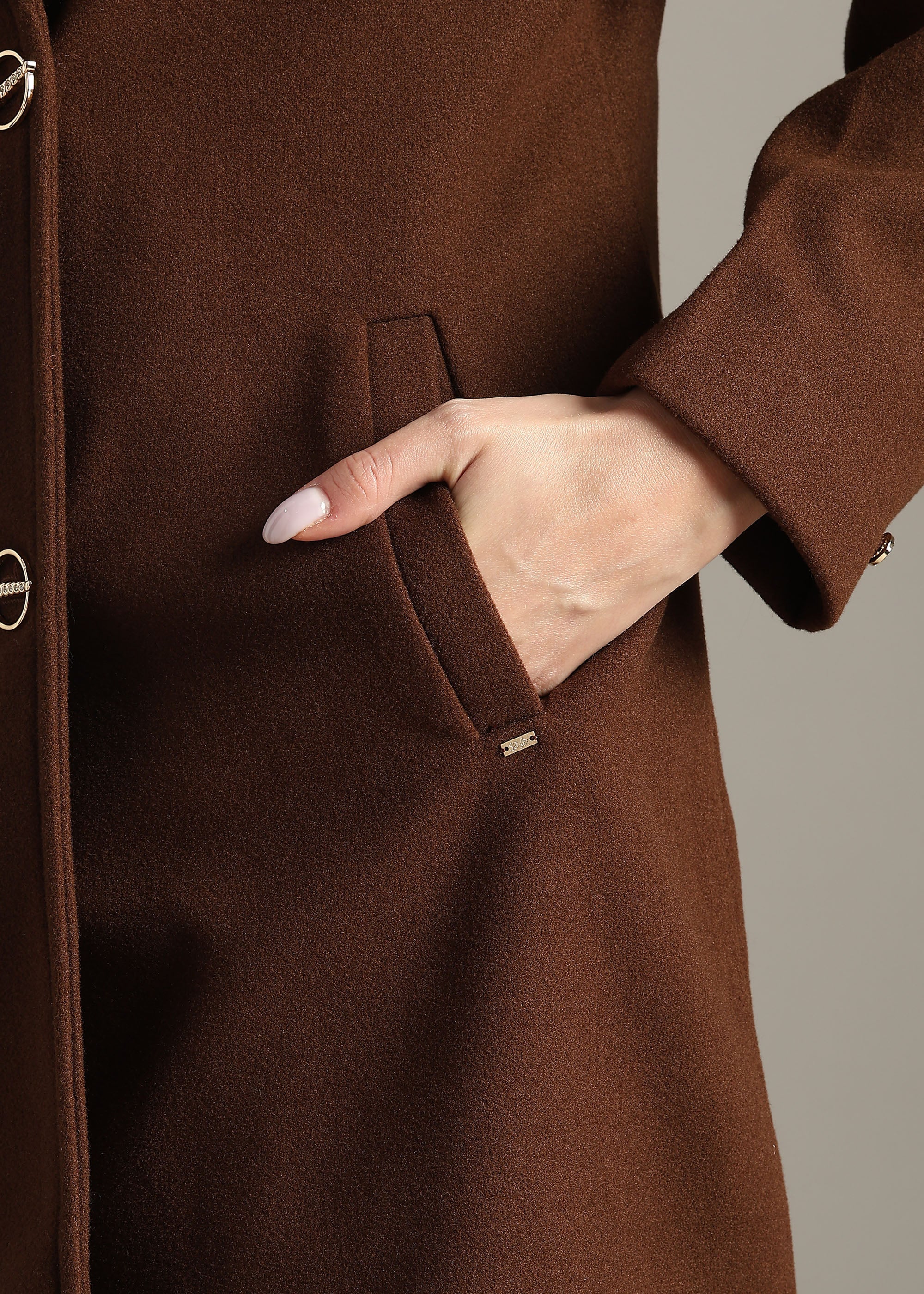 COFFEE SOLID FORMAL DOUBLE BREASTED OVER COAT