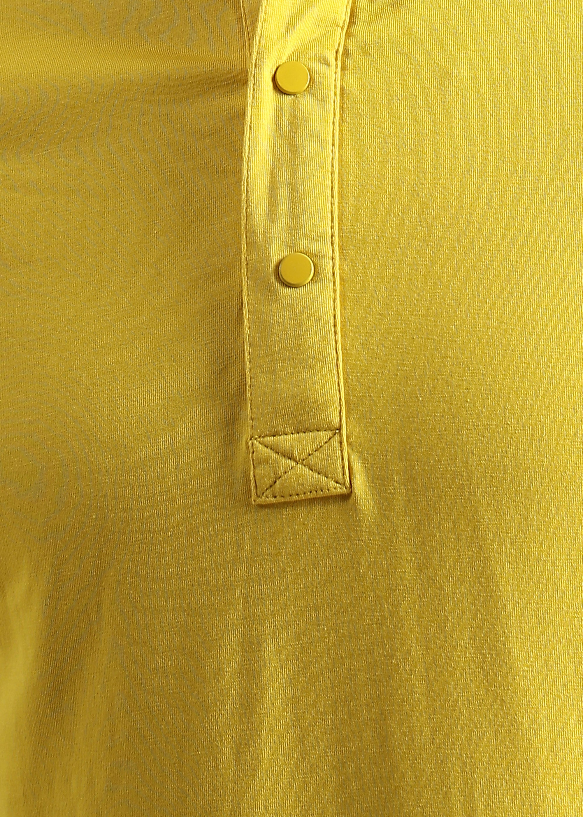 YELLOW SOLID COTTON ELASTANE POLO TEE