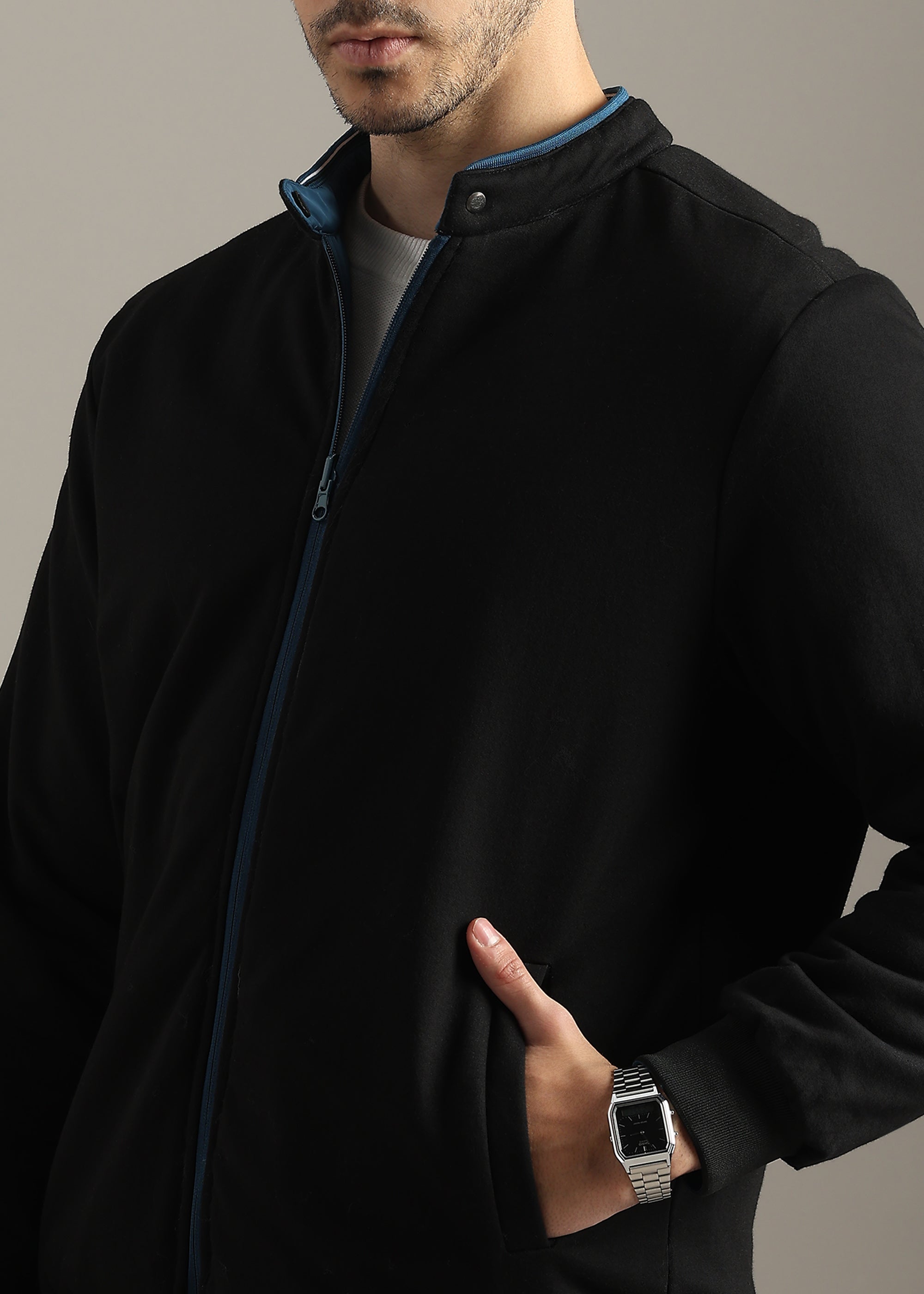 DENIM SOLID REVERSIBLE WITH SWEAT SHIRT INSIDE