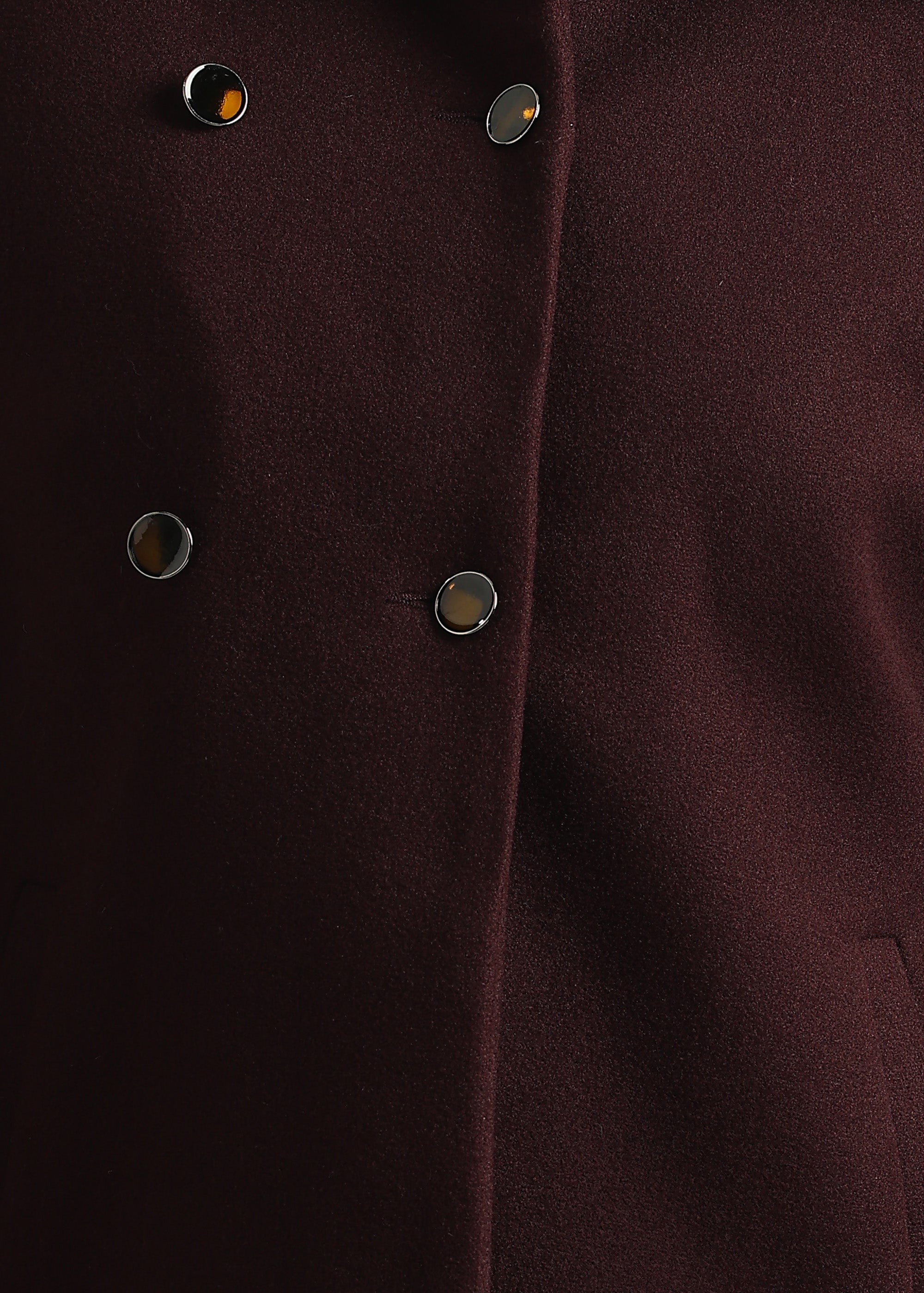 WINE ESSENTIAL DETACHABLE FUR COLLAR COAT